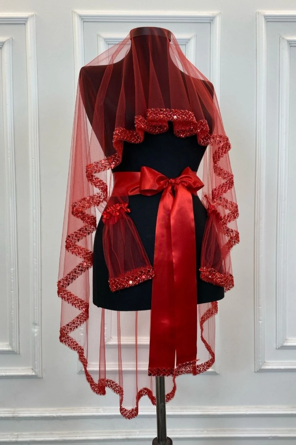 Su Taşlı 6 Parça Kına Duvak Seti | Pul Payetli Gelin Duvak Takımı