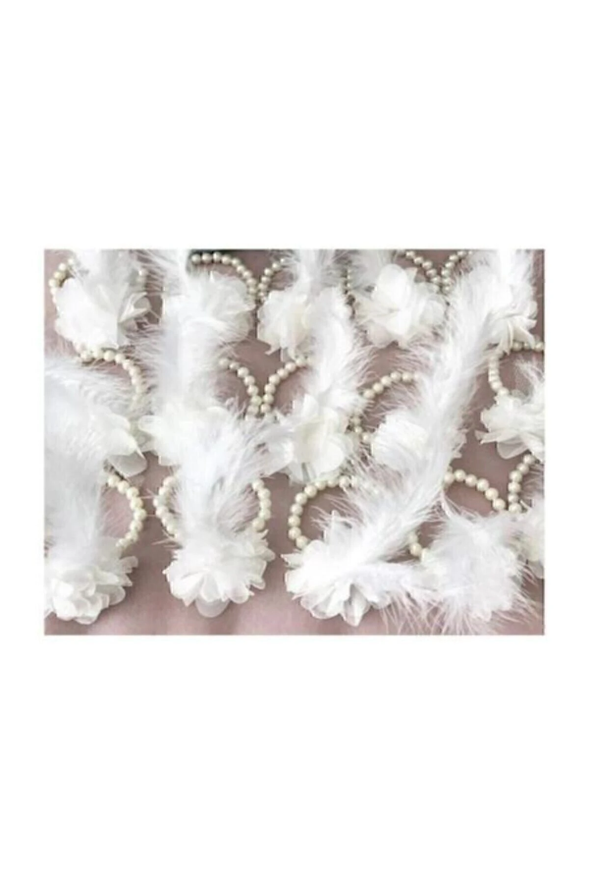 Ekru Tüylü Kına Gecesi Nedime Bilekliği 10 Adet | Magnet ve Hediyelik