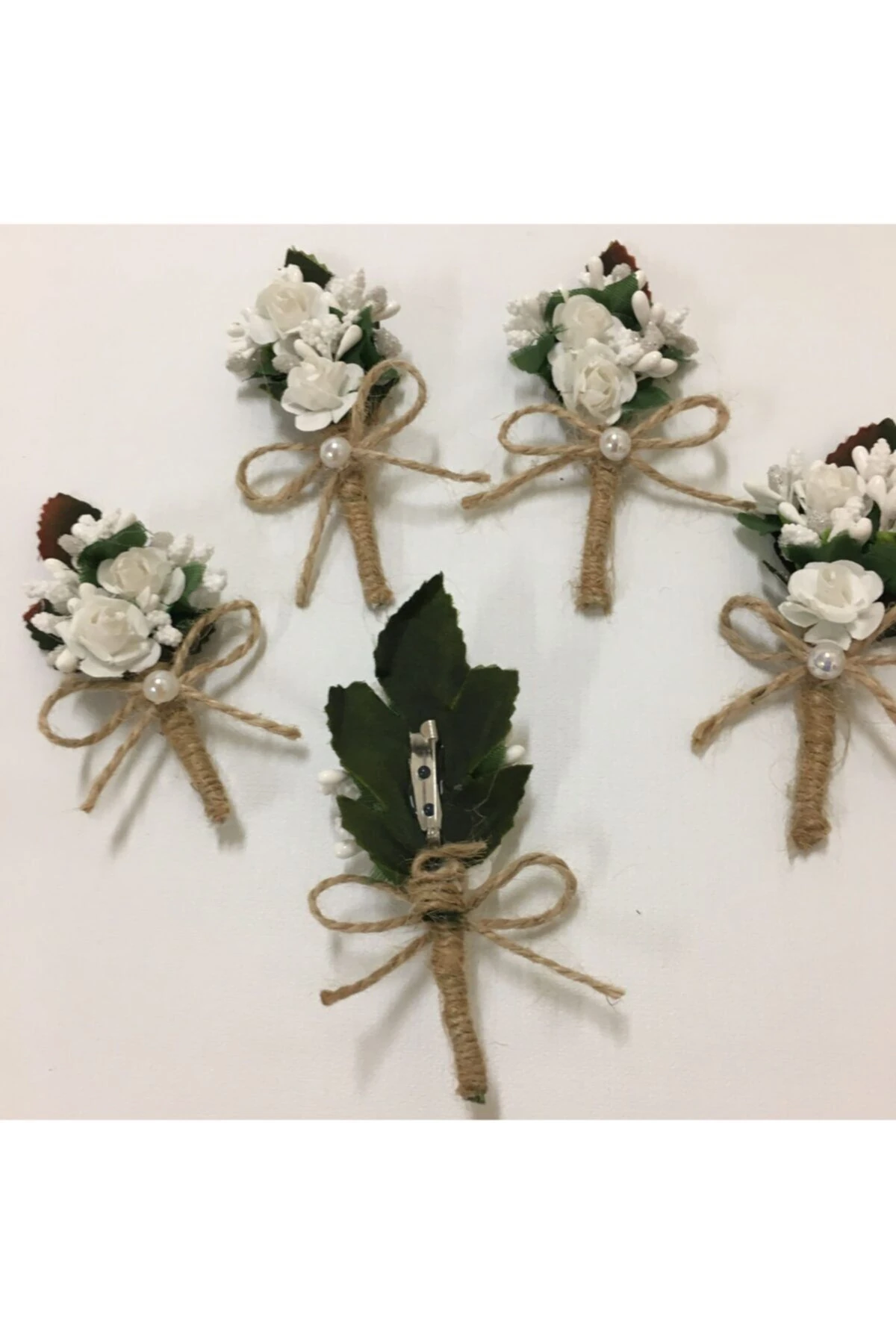 5 Adet Kağıt Güllü Sağdıç Yaka Çiçeği | Düğün ve Özel Gün Aksesuarı