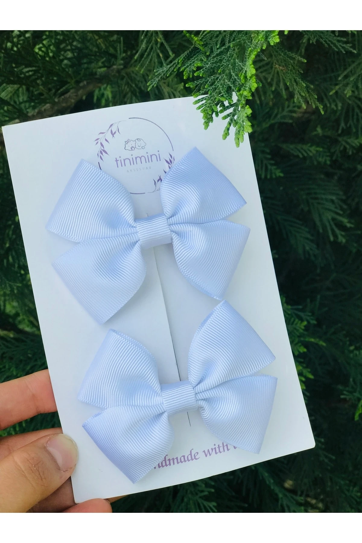 Kız Çocuk Beyaz İkili Fiyonk Pens Toka Seti | Şık Saç Aksesuarı