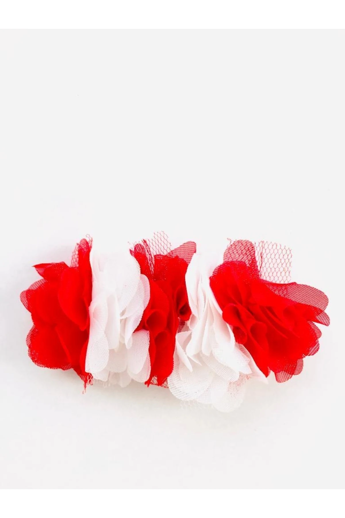 Kırmızı Beyaz Çiçekli Otomatik Klipsli Toka | 23 Nisan ve 29 Ekim Töreni