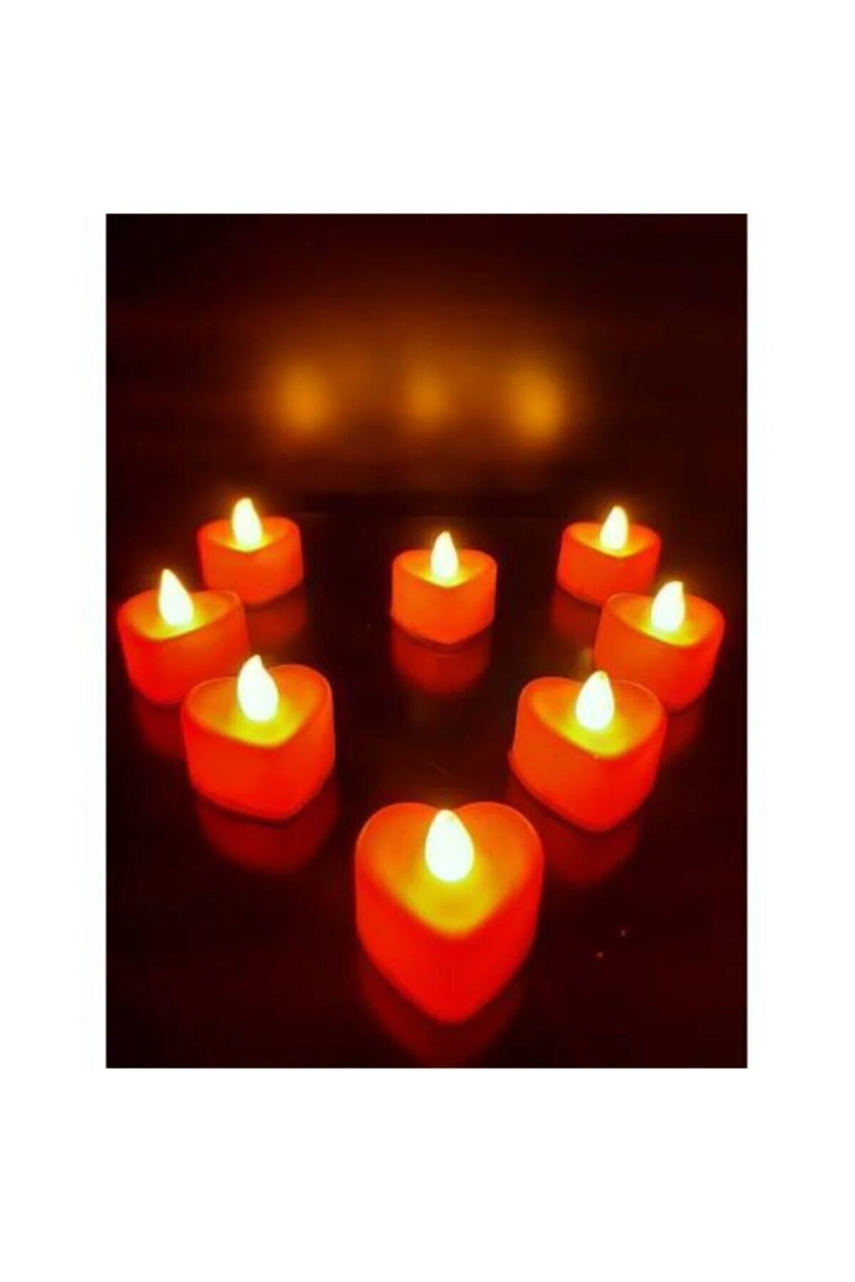 1 Adet Kalpli Led Mum Ledli El Gülü Pilli Kalp Desenli Aşk Led Mumları