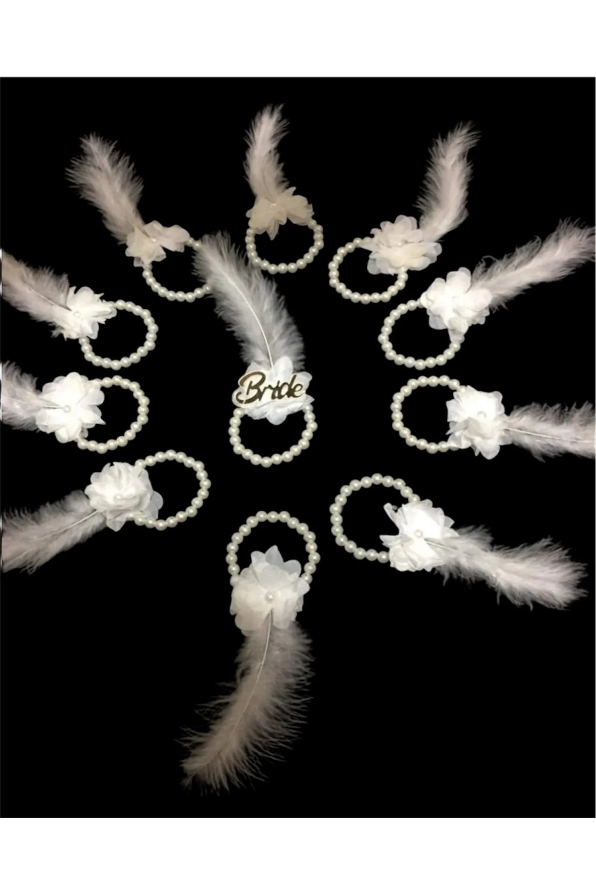 10’lu Beyaz Nedime Bilekliği Seti | Kına ve Bekarlığa Veda Partileri