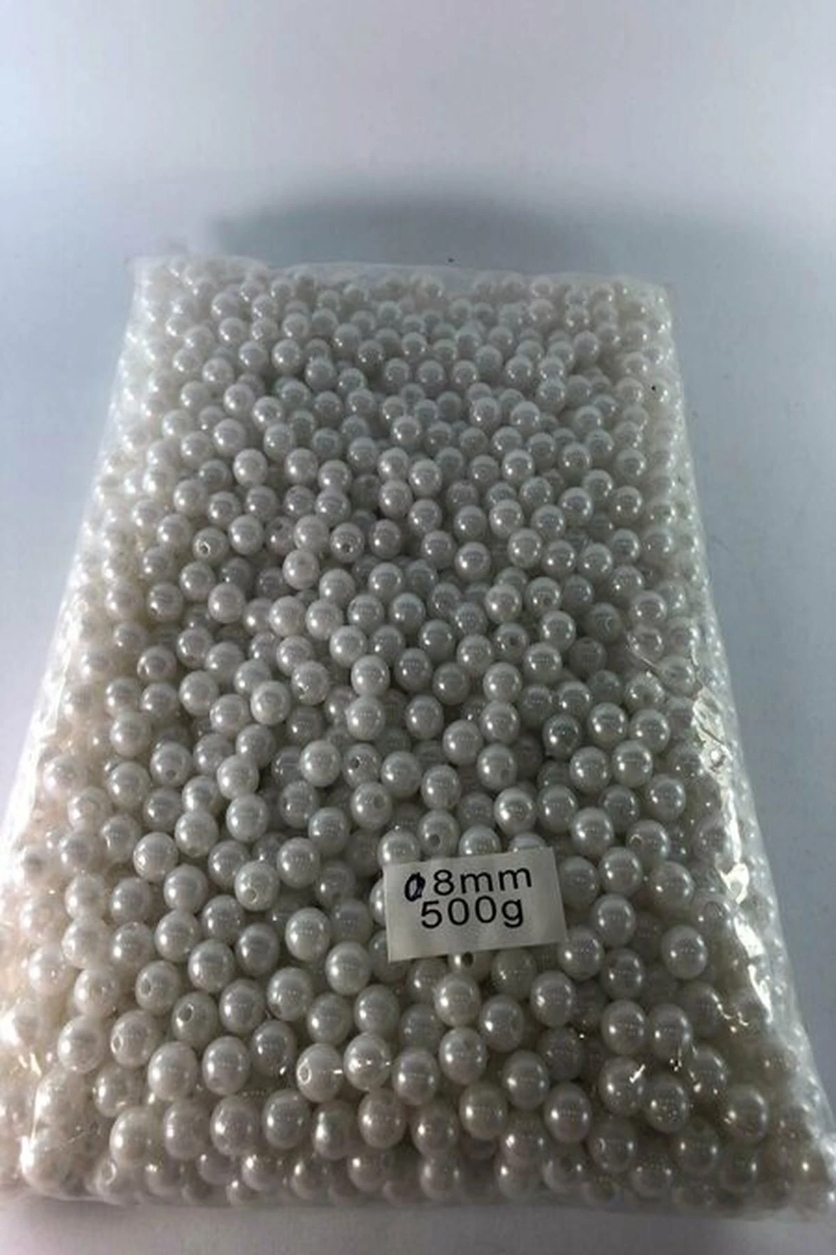 Tam İnci Dökme – 8 mm Beyaz Boncuk | 500 Gr Paket
