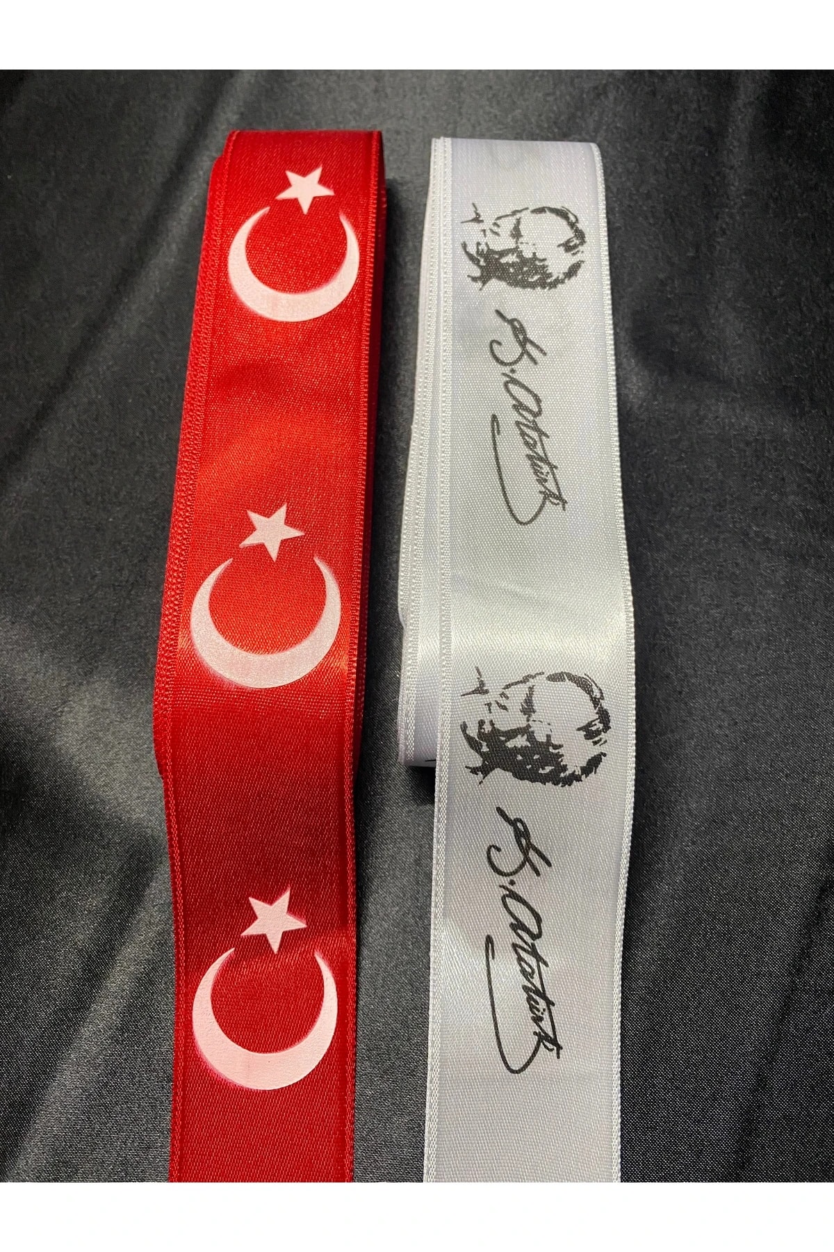 Ayyıldızlı ve Atatürk Temalı Kurdele – 2 Adet | 23 Nisan & 29 Ekim Bayram ve Tören Malzemesi