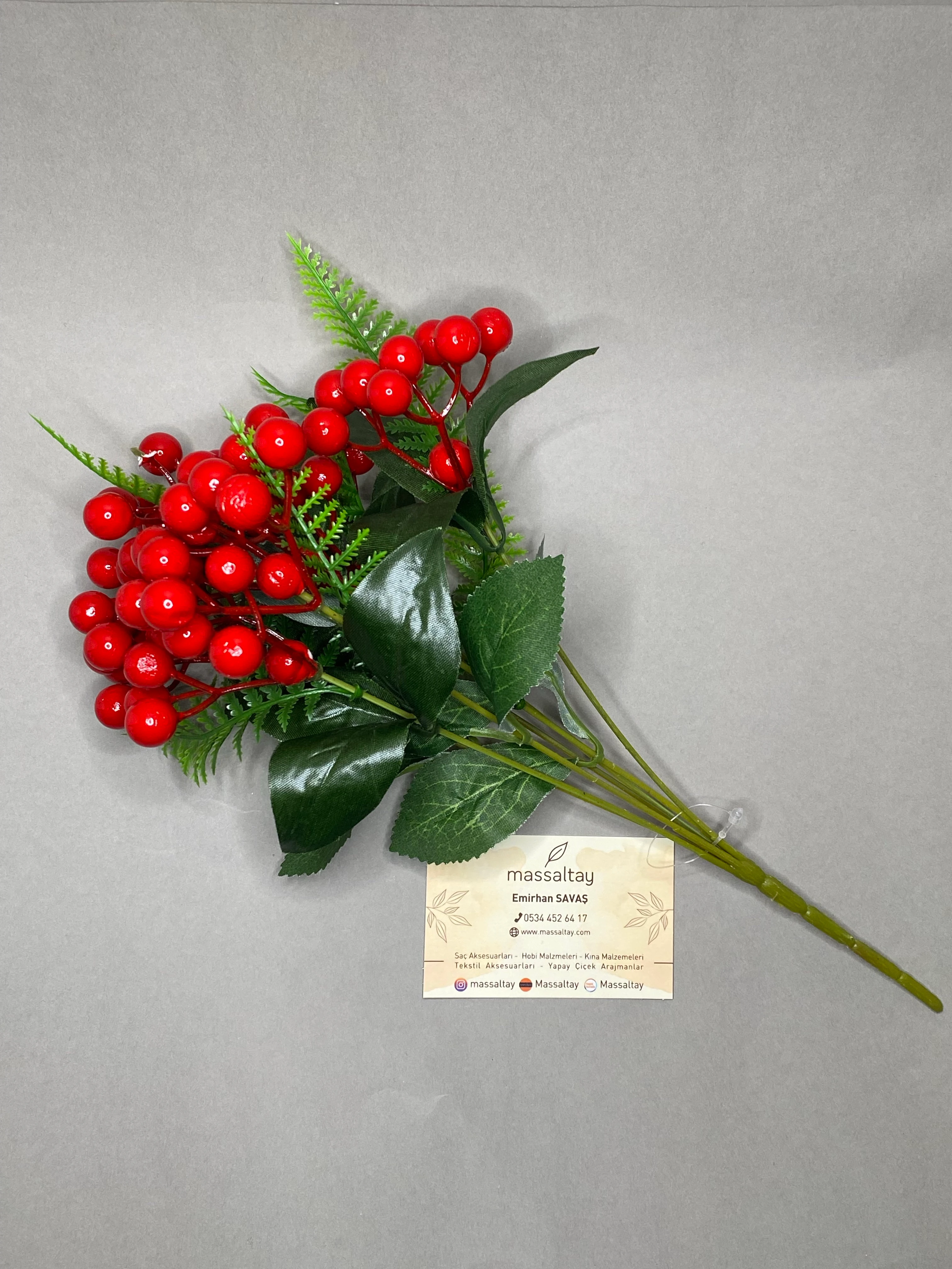 Kokina Çiçeği Bir Demet | Yılbaşı Kapı Süsü, Masa Dekoru ve Dekoratif Kırmızı Süs Çiçeği 