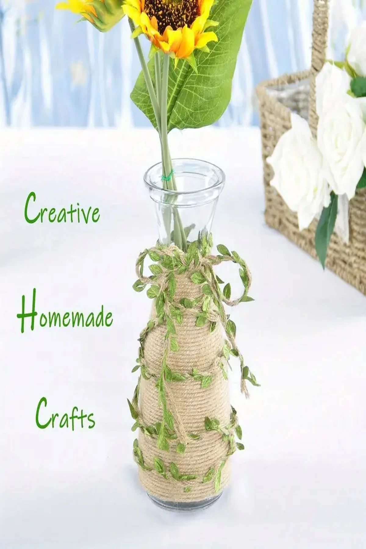 Hasır Yapraklı Jüt İp 10 Metre | Doğal Dekoratif Süsleme Malzemesi