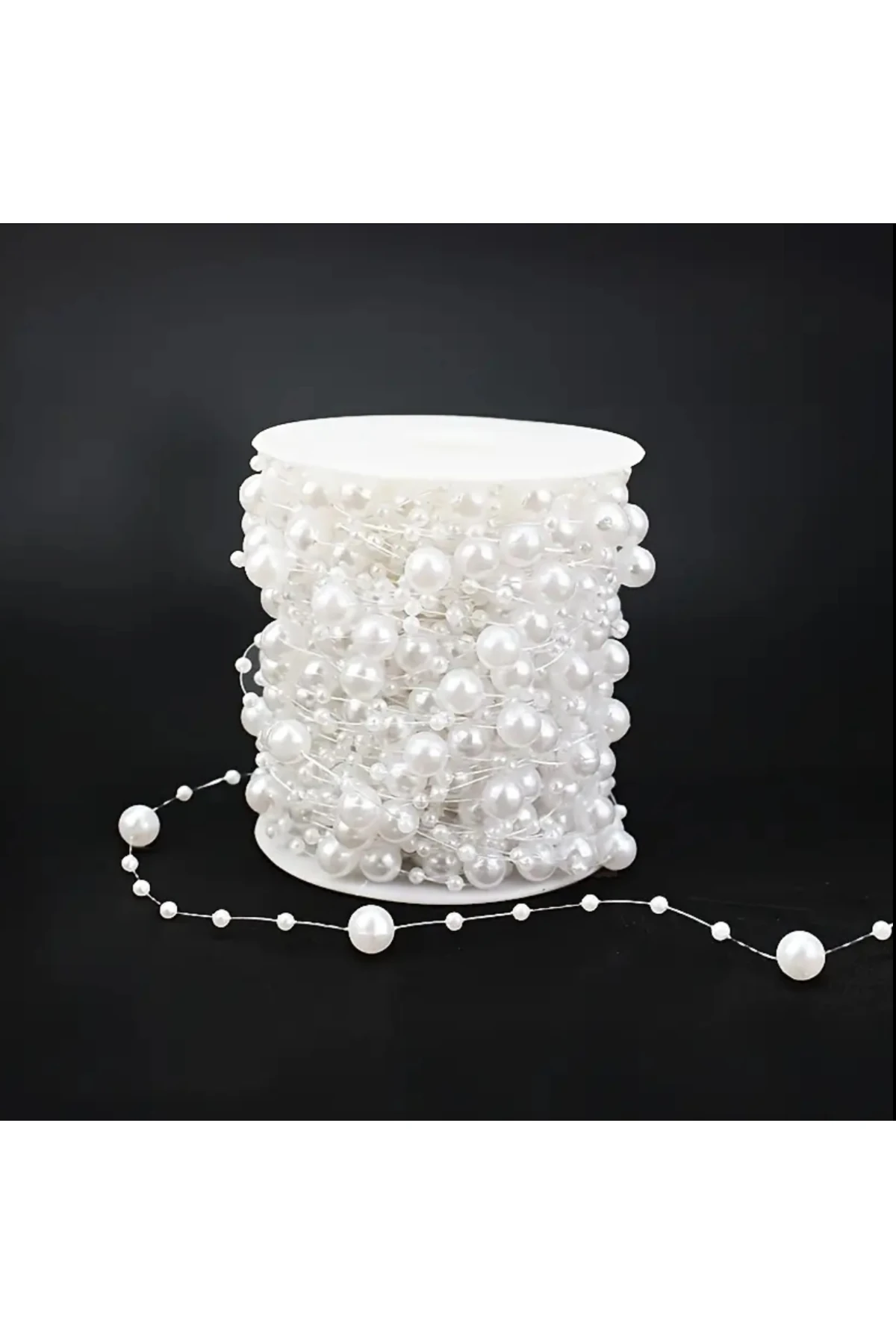 Beyaz Misinalı İnci Boncuk Şerit – 1 Metre | Çiçek Süsleme ve Dekorasyon