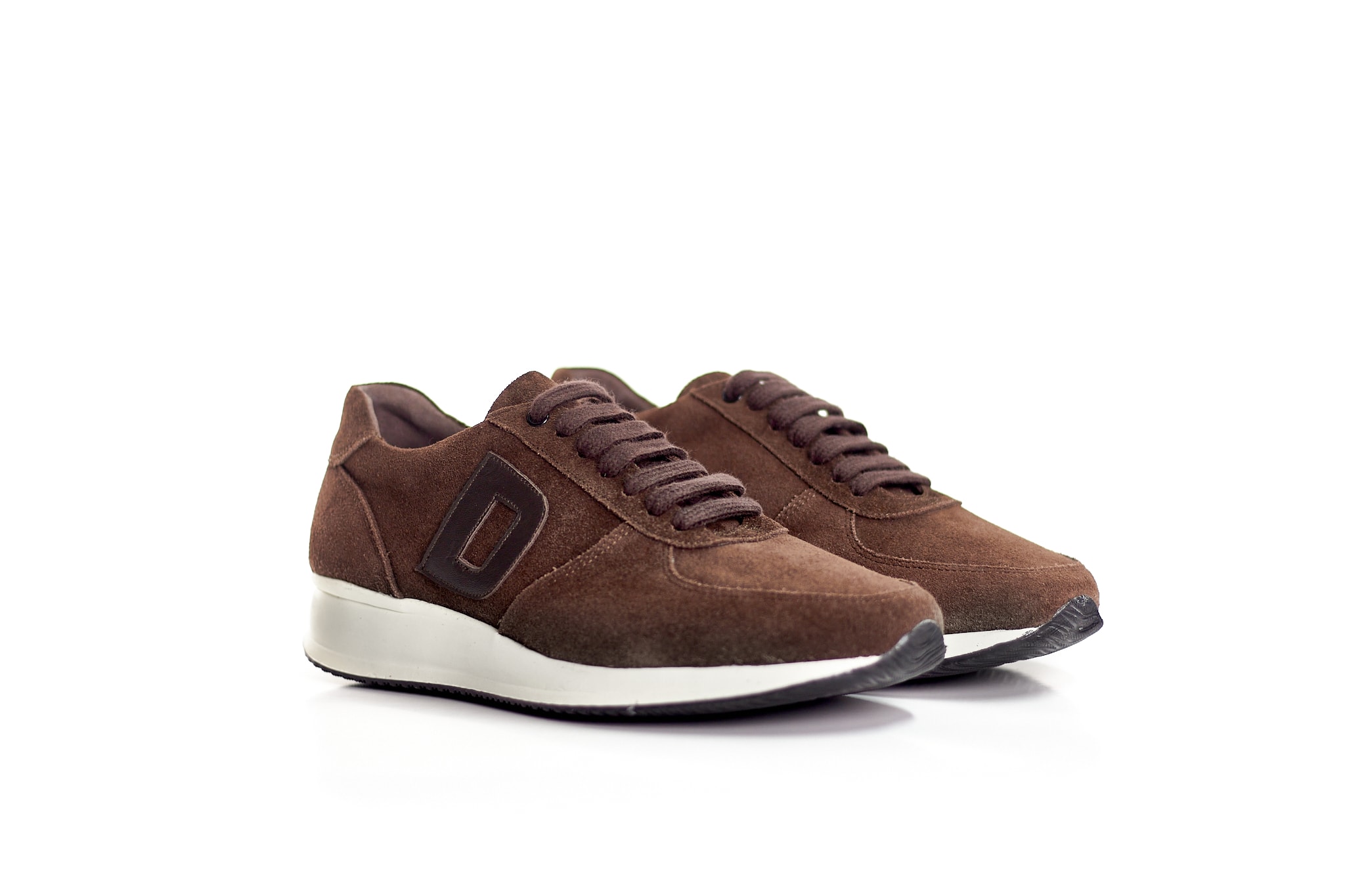 D desenli Hakiki Deri Erkek Sneaker 9910 - Kahve