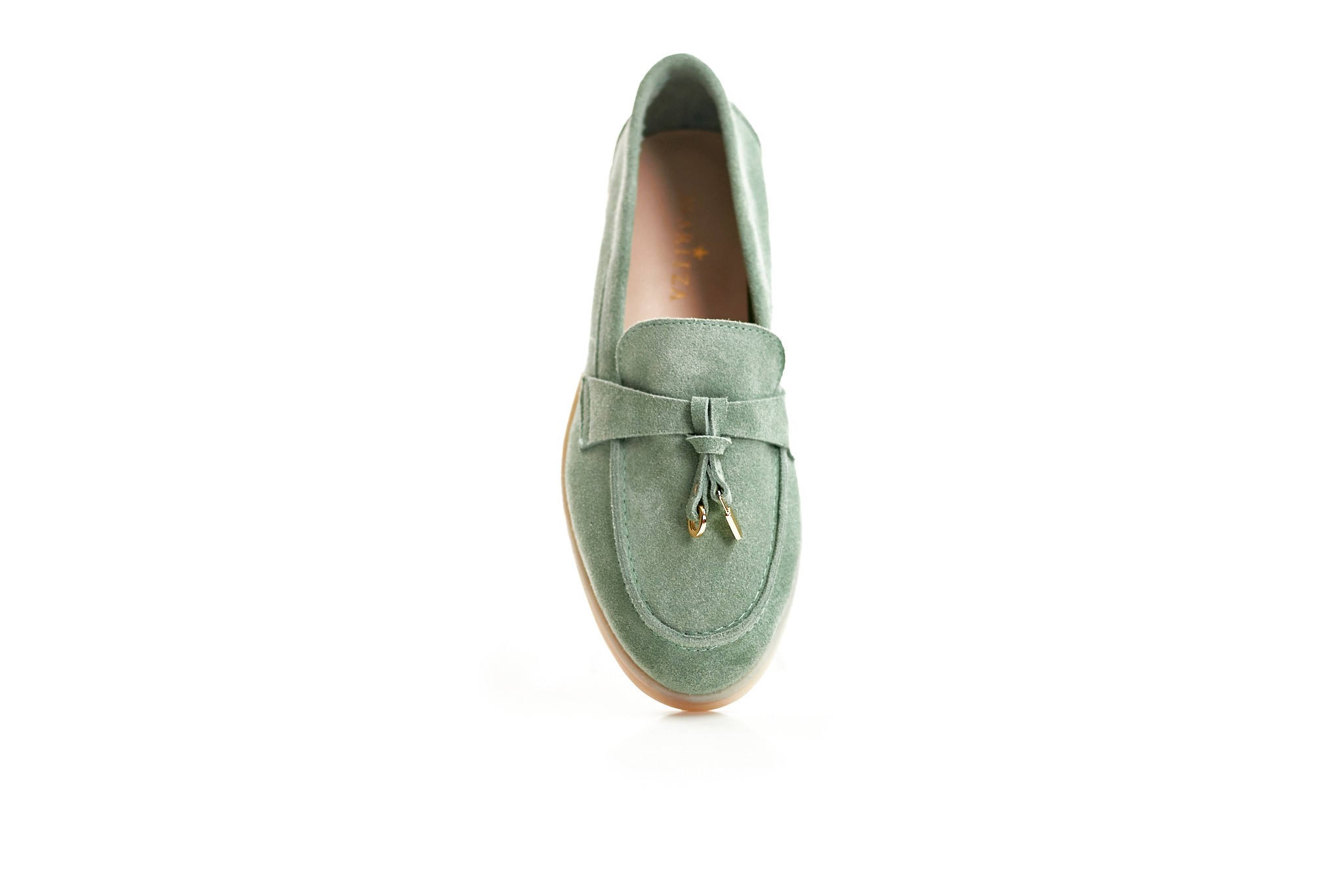 Toka Detaylı Bıyık Kadın Loafer Ayakkabı 9675 - Su Yeşili