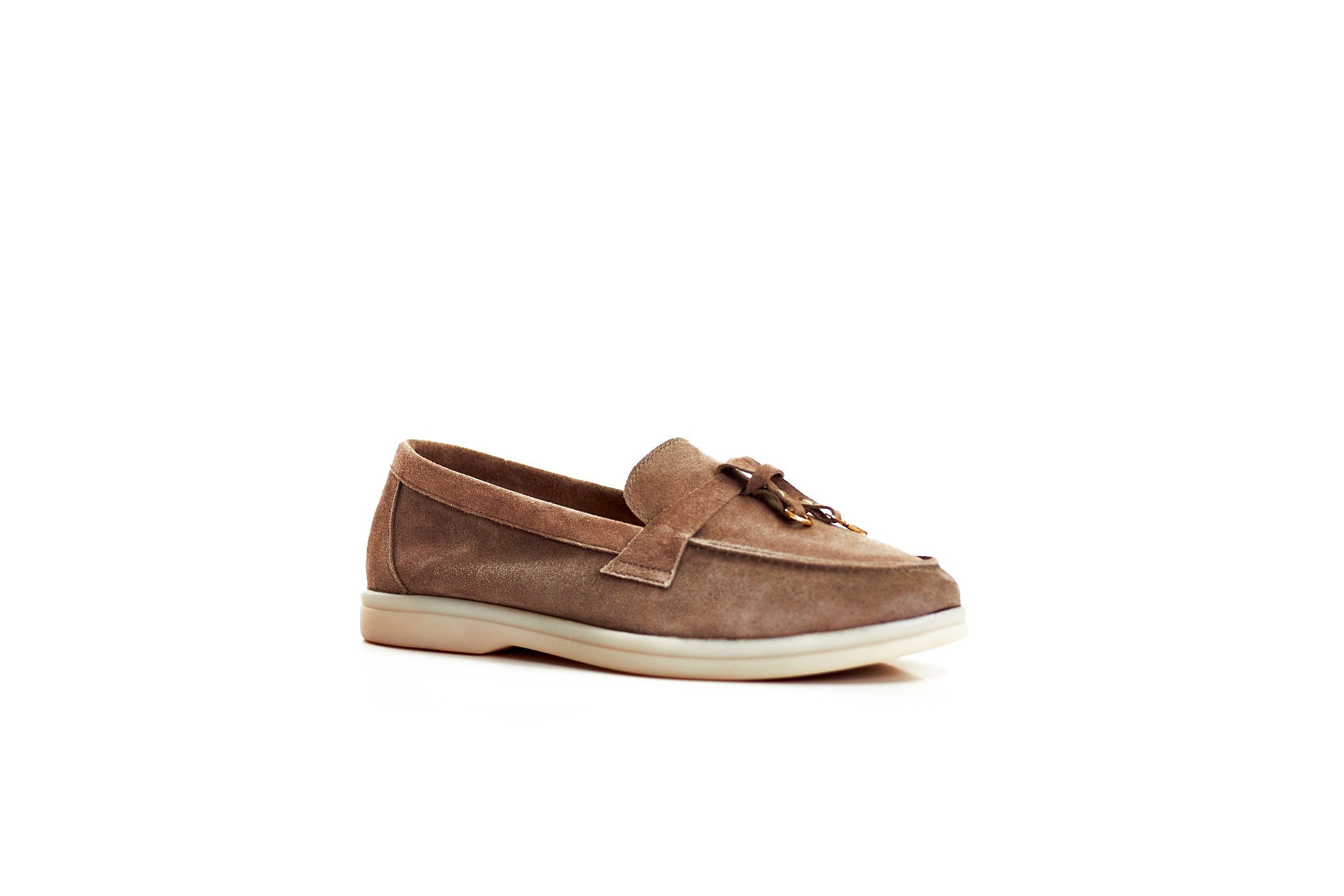 Toka Detaylı Bıyık Kadın Loafer Ayakkabı 9675 - Vizon
