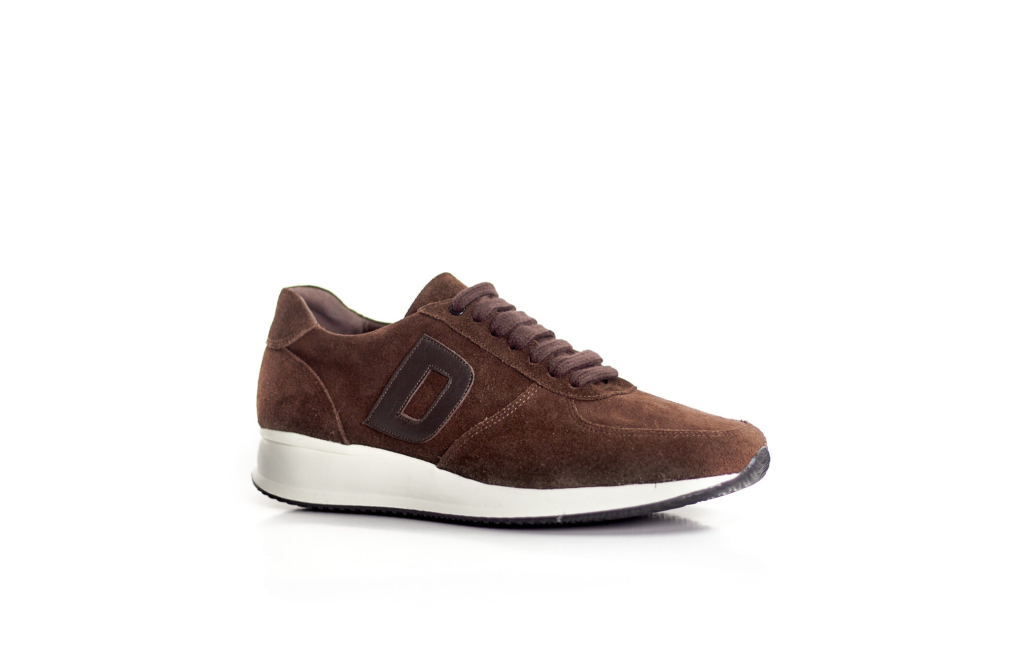 D desenli Hakiki Deri Erkek Sneaker 9910 - Kahve