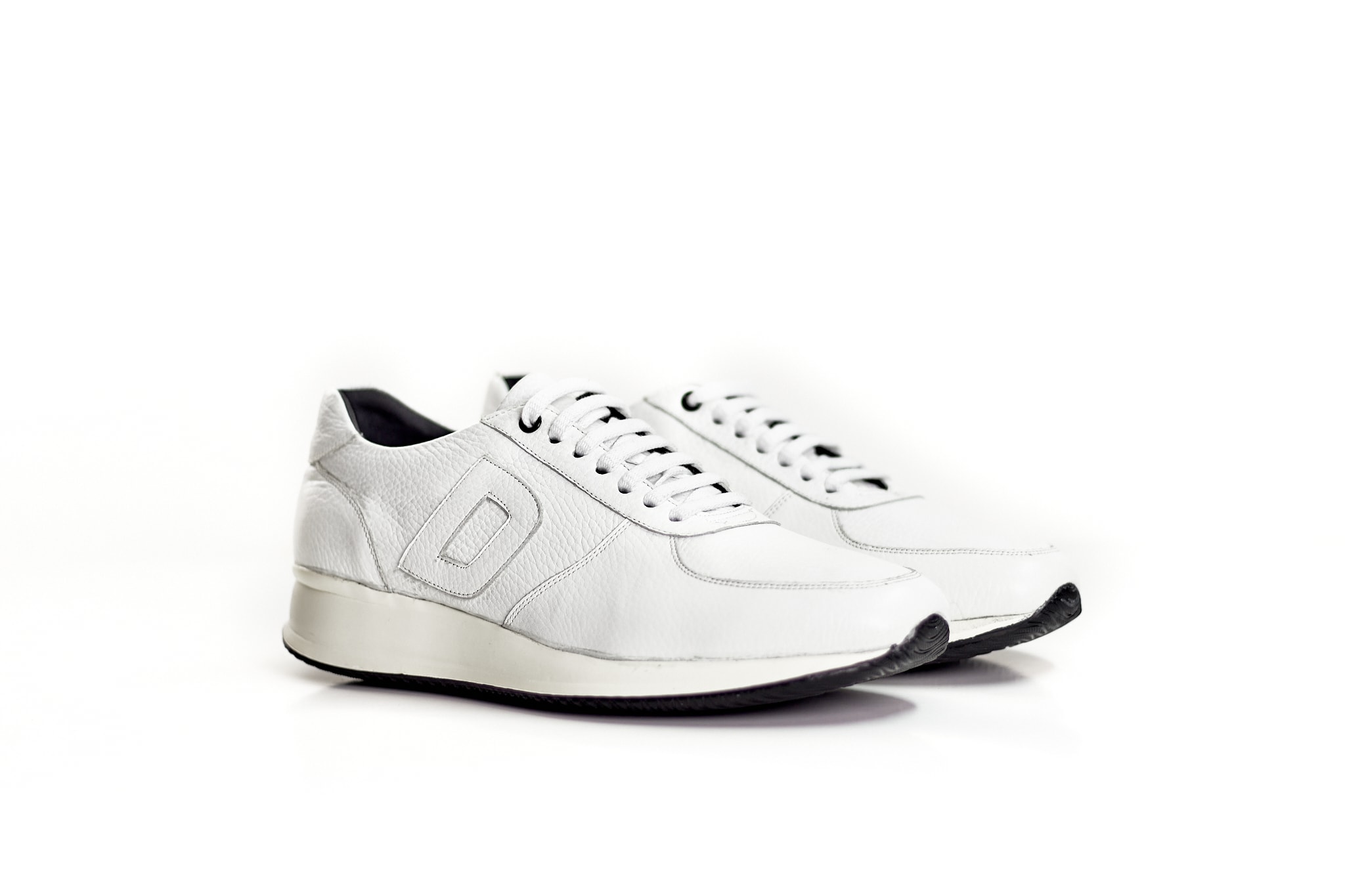 D desenli Hakiki Deri Erkek Sneaker 9910 - Beyaz