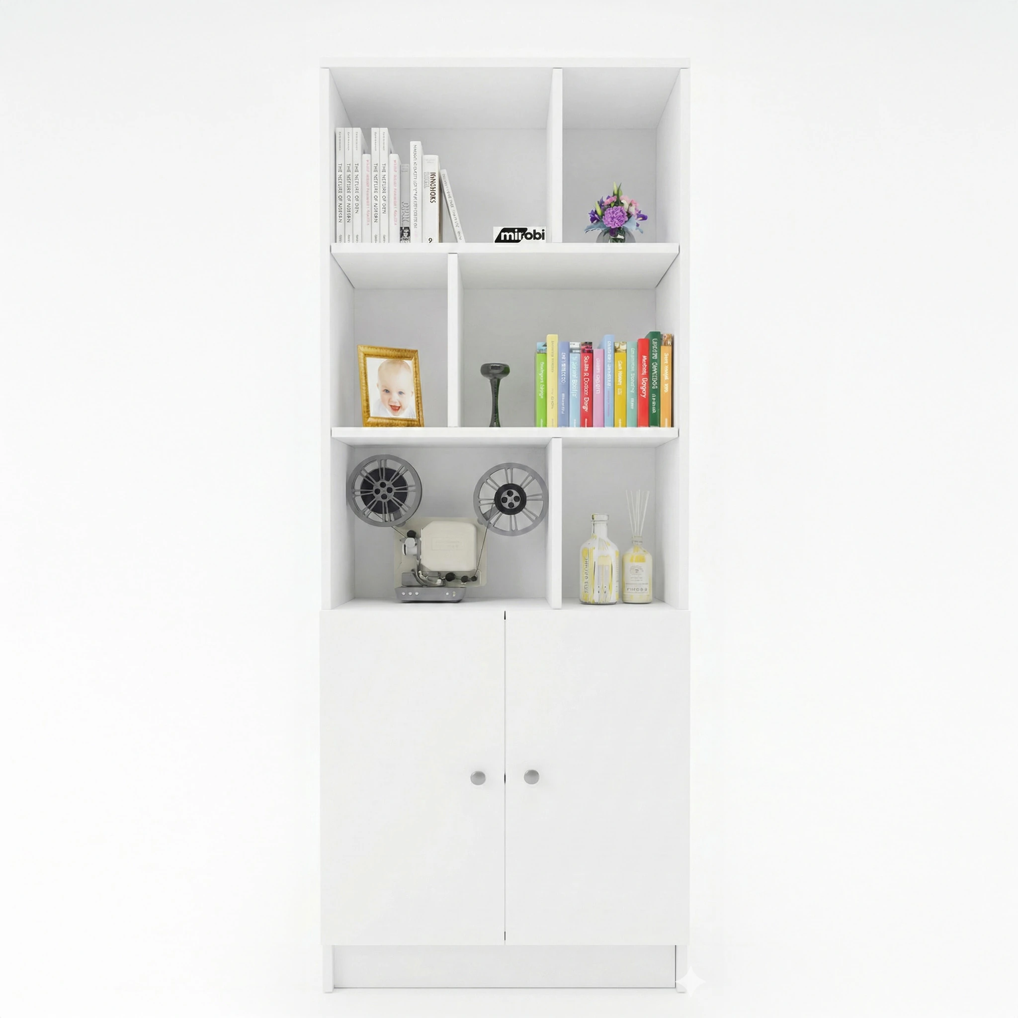 6 Raflı Kapaklı Kitaplık