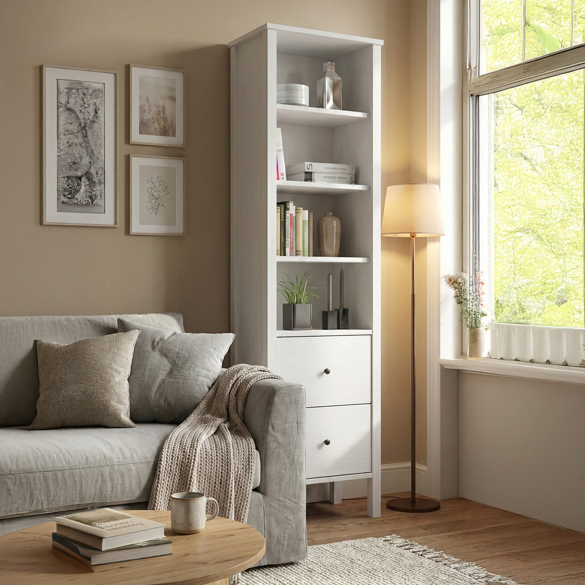 4 Raflı 2 Çekmeceli Kitaplık