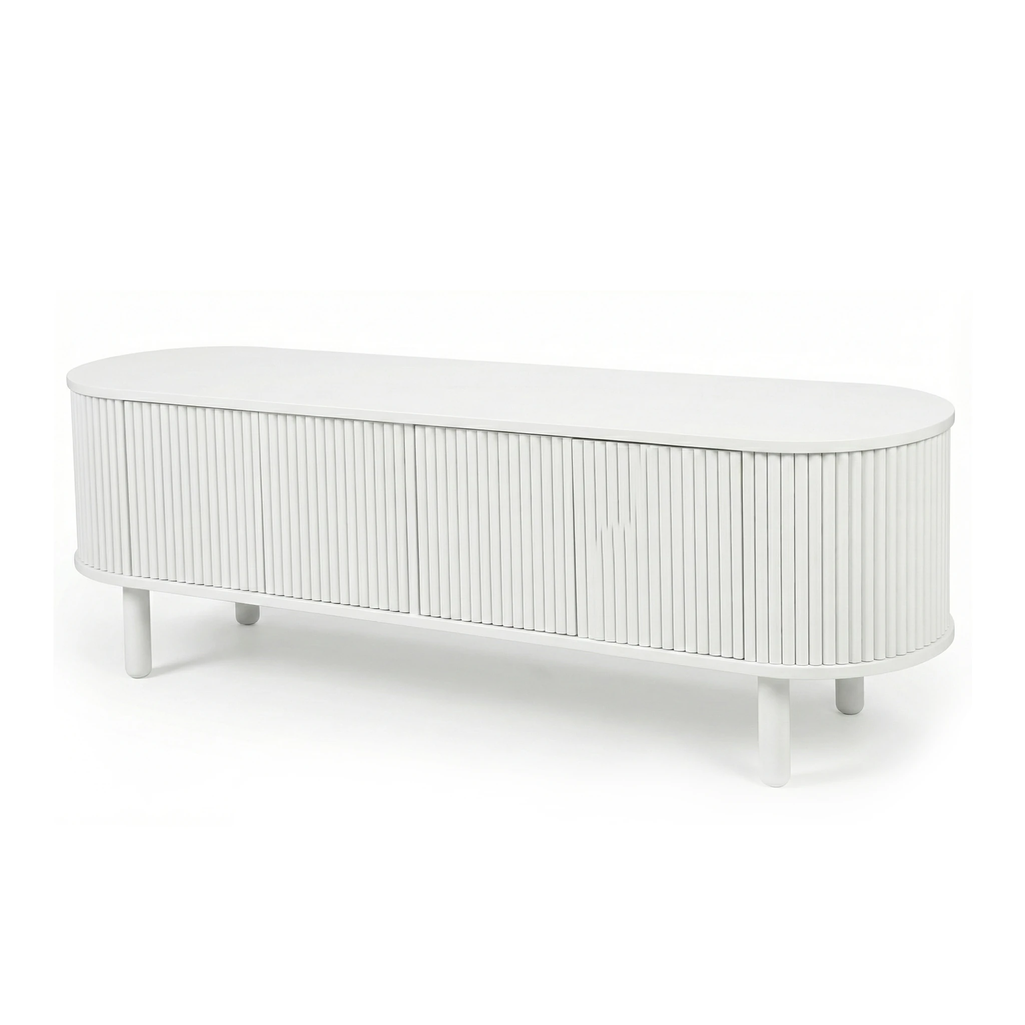 Fitilli Oval Beyaz Modern TV Ünitesi