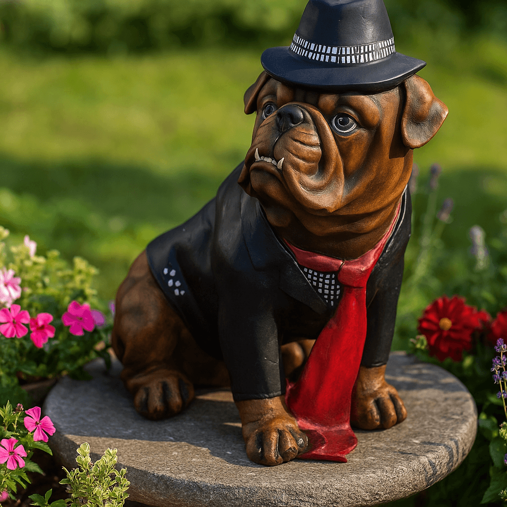 Gangster Bulldog Bahçe Dekor Heykeli – Dekoratif Köpek Figürü