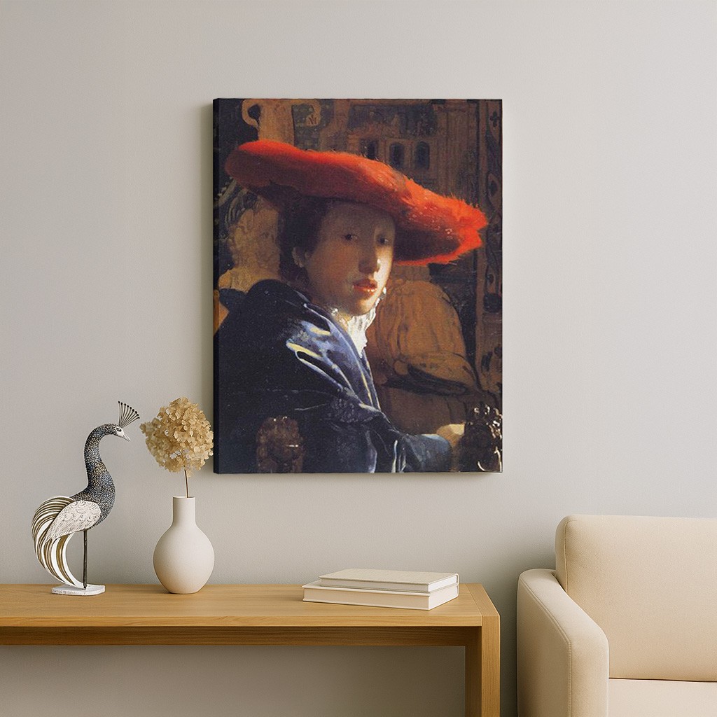 Johannes Vermeer – Kırmızı Şapkalı Kız Kanvas Tablo