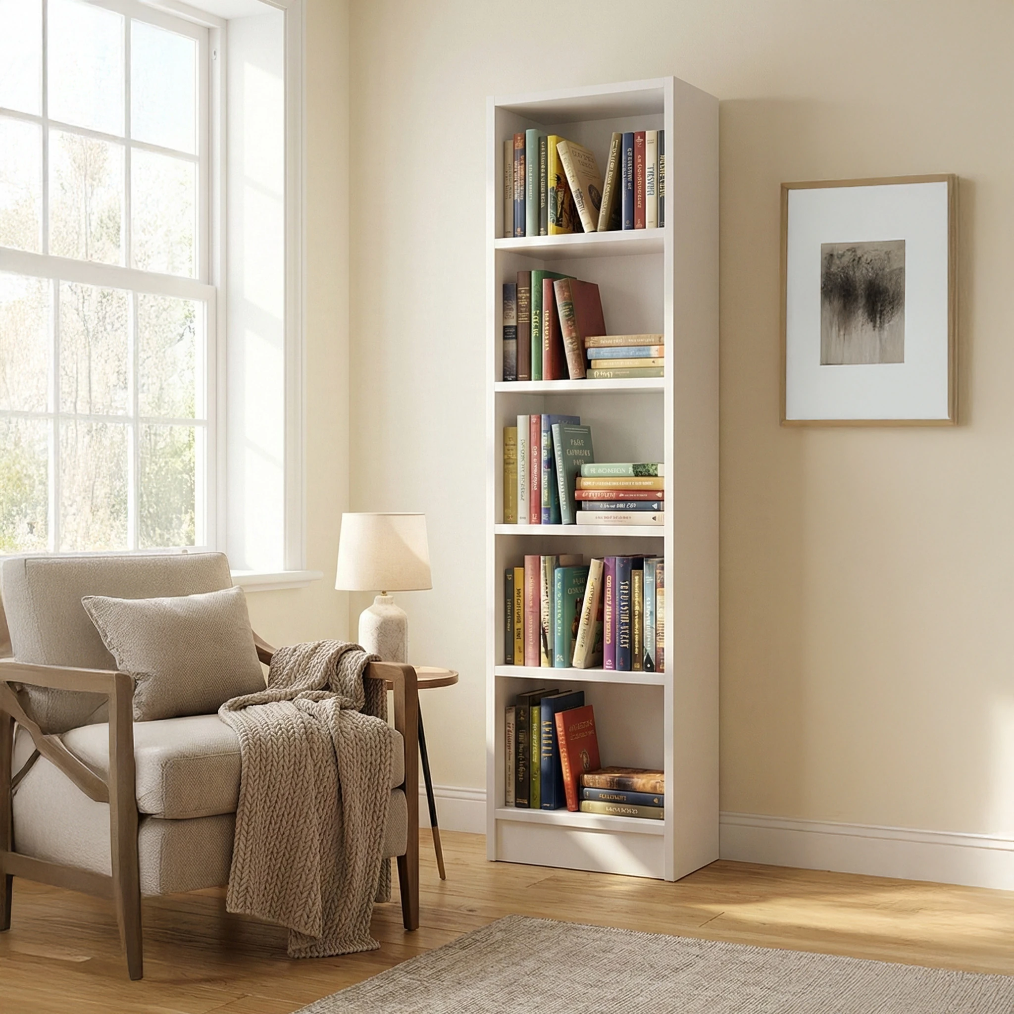 Modern 5 Raflı Kitaplık