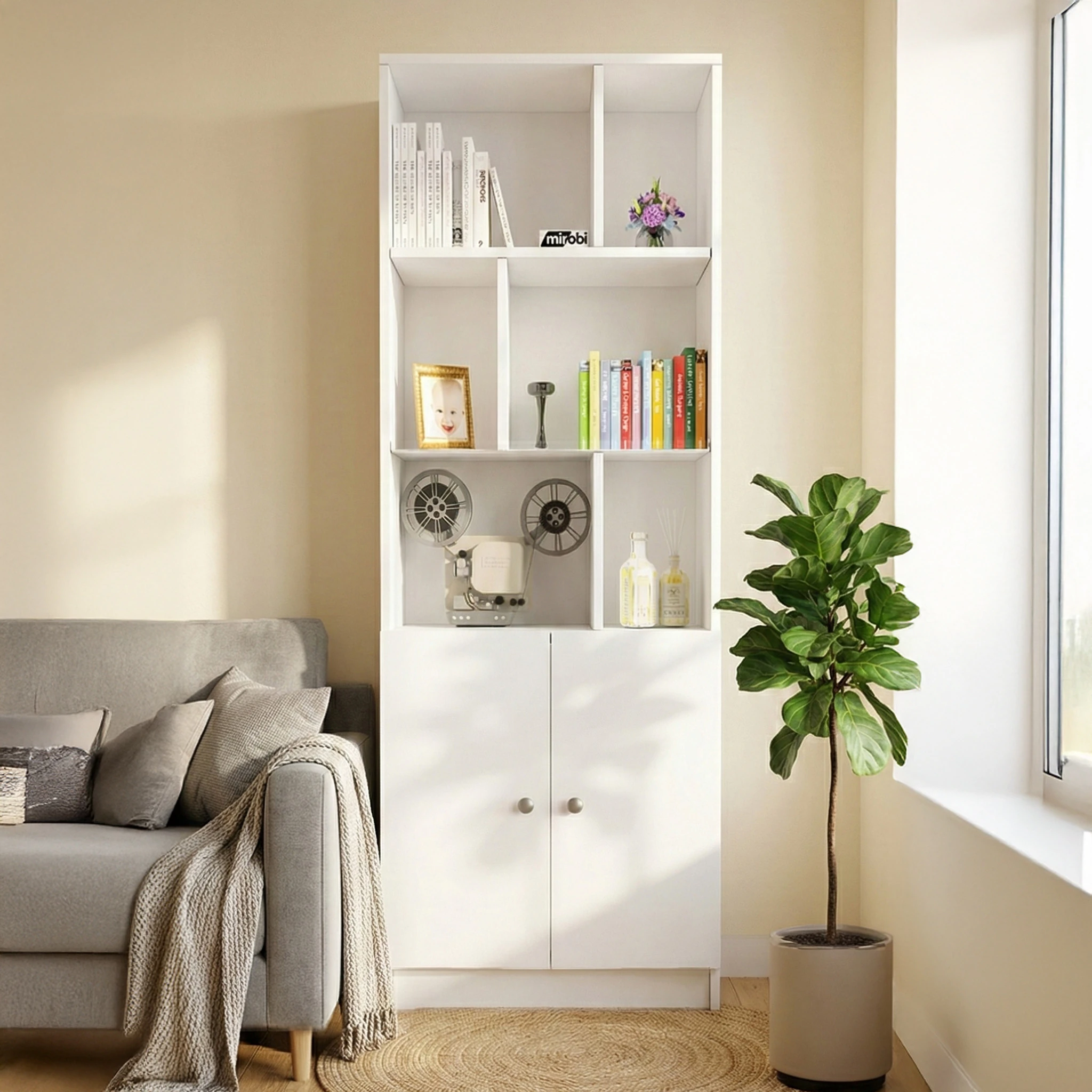 6 Raflı Kapaklı Kitaplık