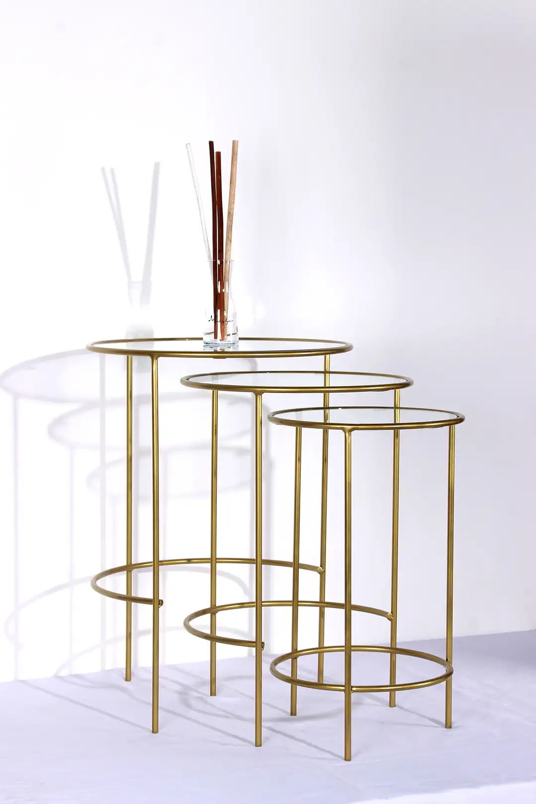 Elysia Gold 3li Zigon Sehpa – Modern ve Zarif Tasarım