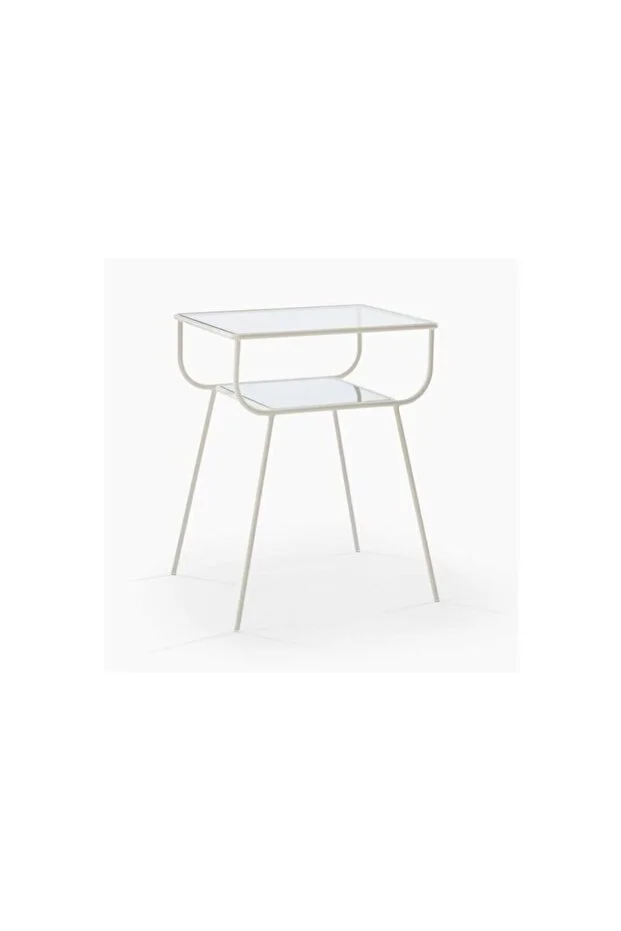 Elora Beyaz Geyik Yan Sehpa – Modern, Zarif ve Dekoratif Tasarım