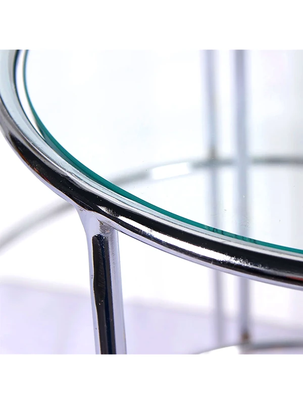 Elysia Krom Yuvarlak 3’lü Zigon Yan Sehpa – Modern ve Zarif Tasarım