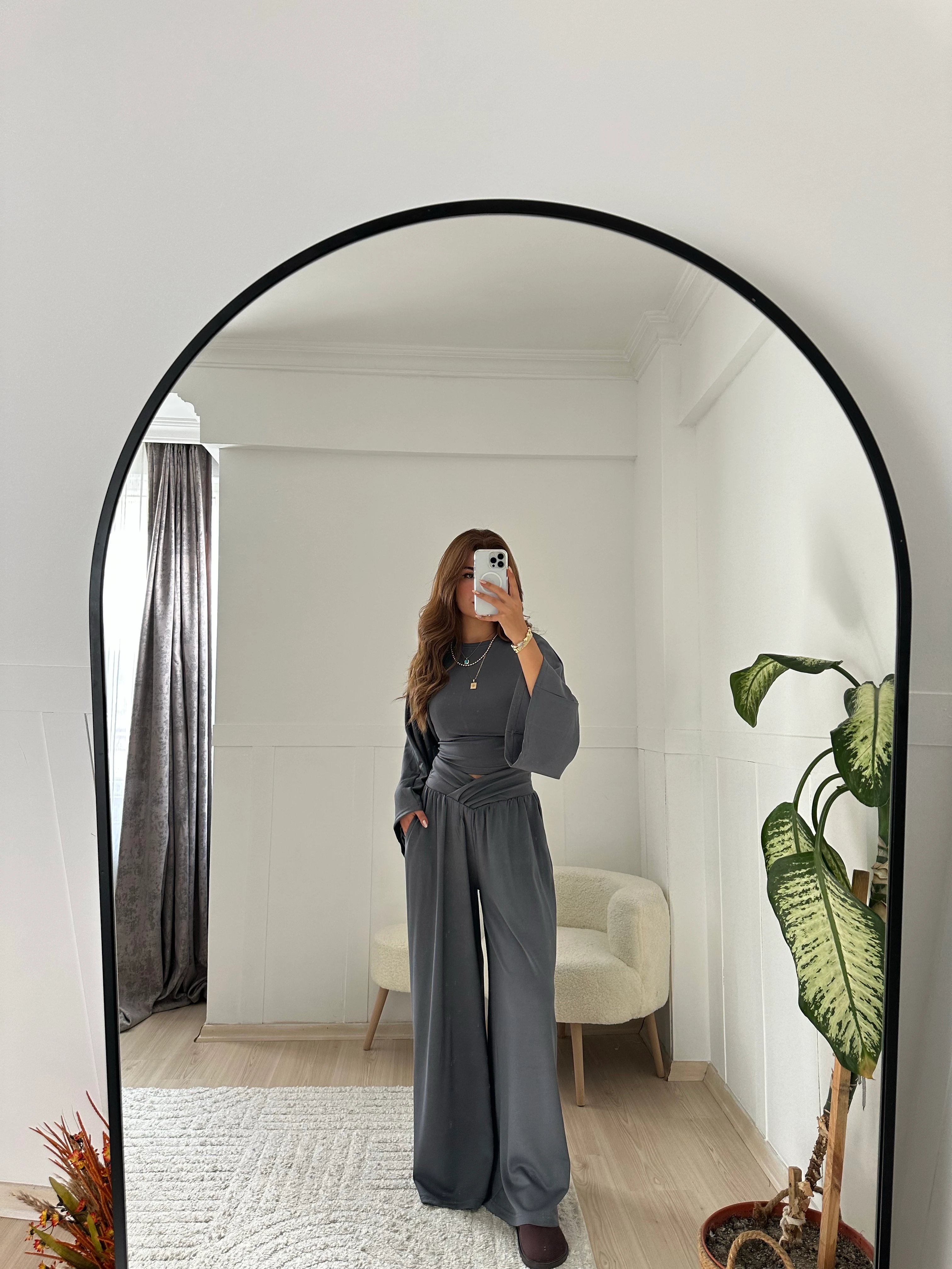 Antrasit gri tasarım ikili takım