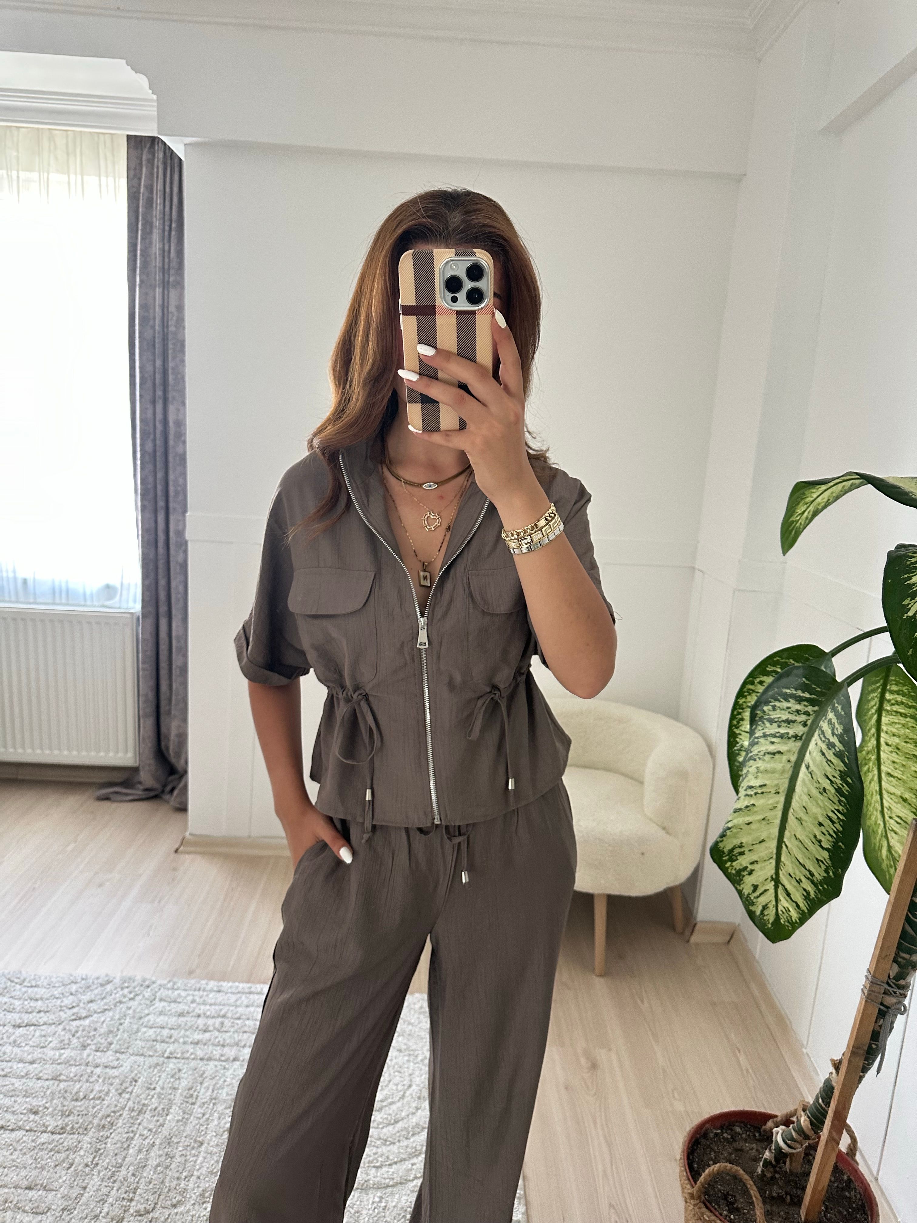 Füme Tensel kumaş ikili takım