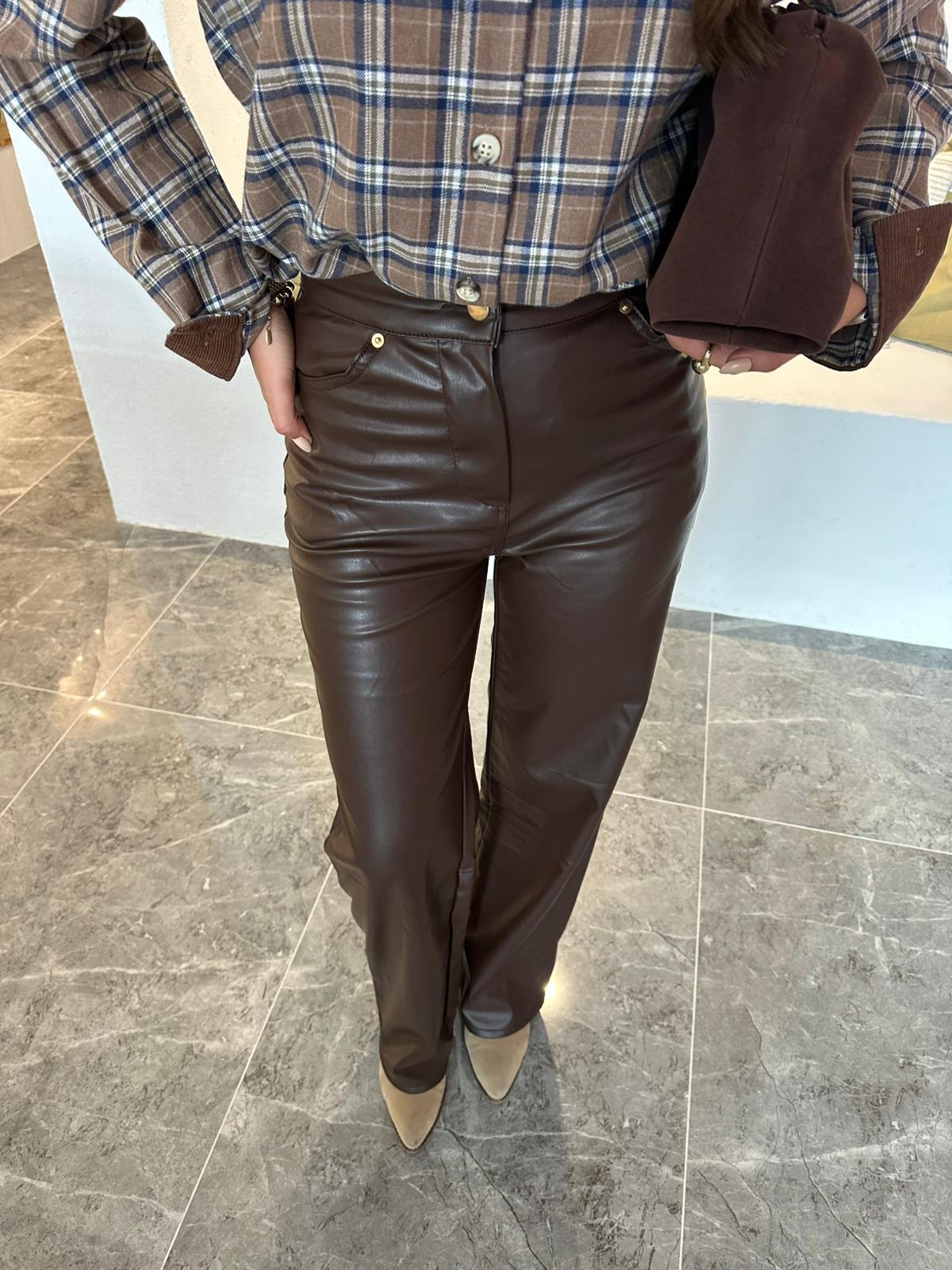Acı kahve deri pantolon