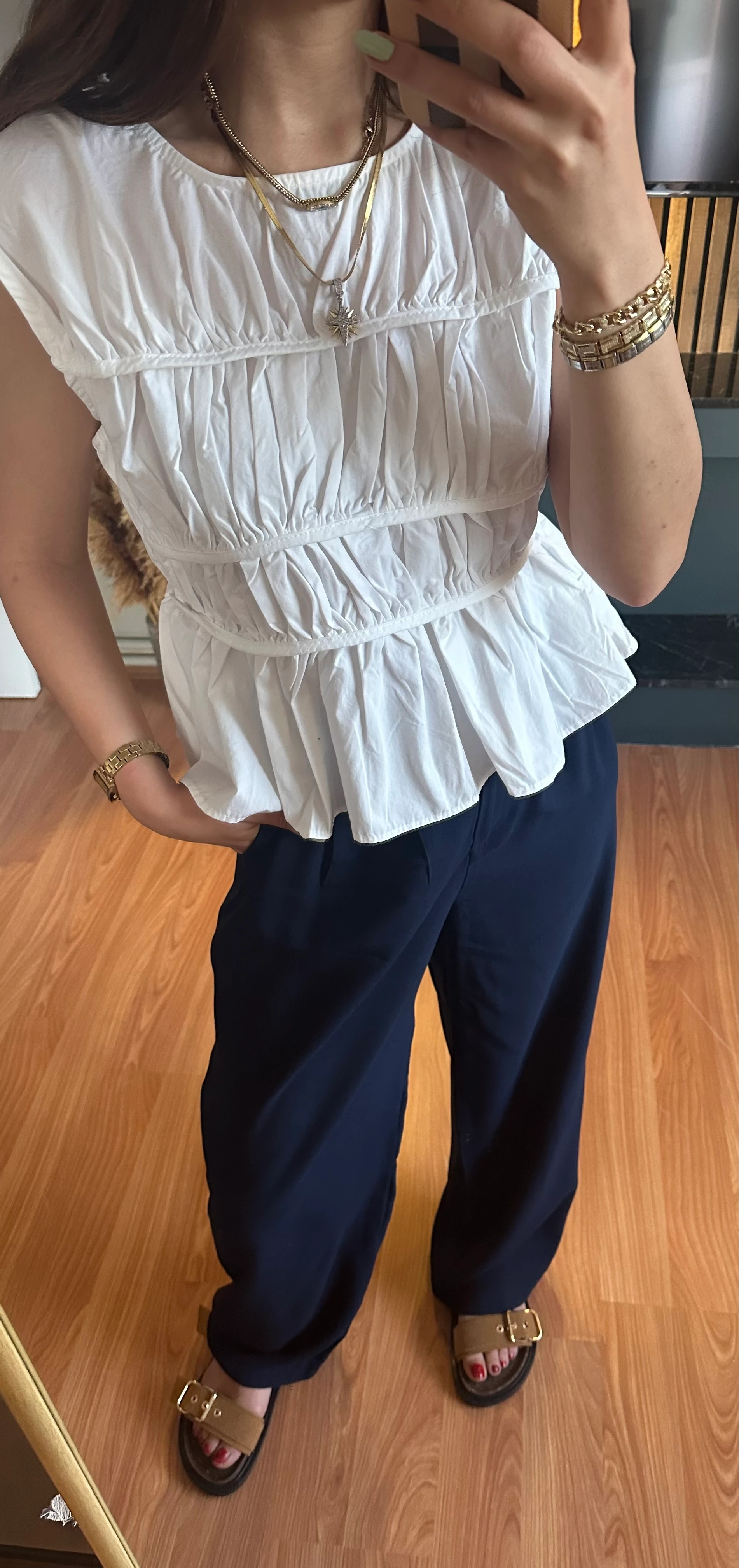 Poplin büzgülü bluz