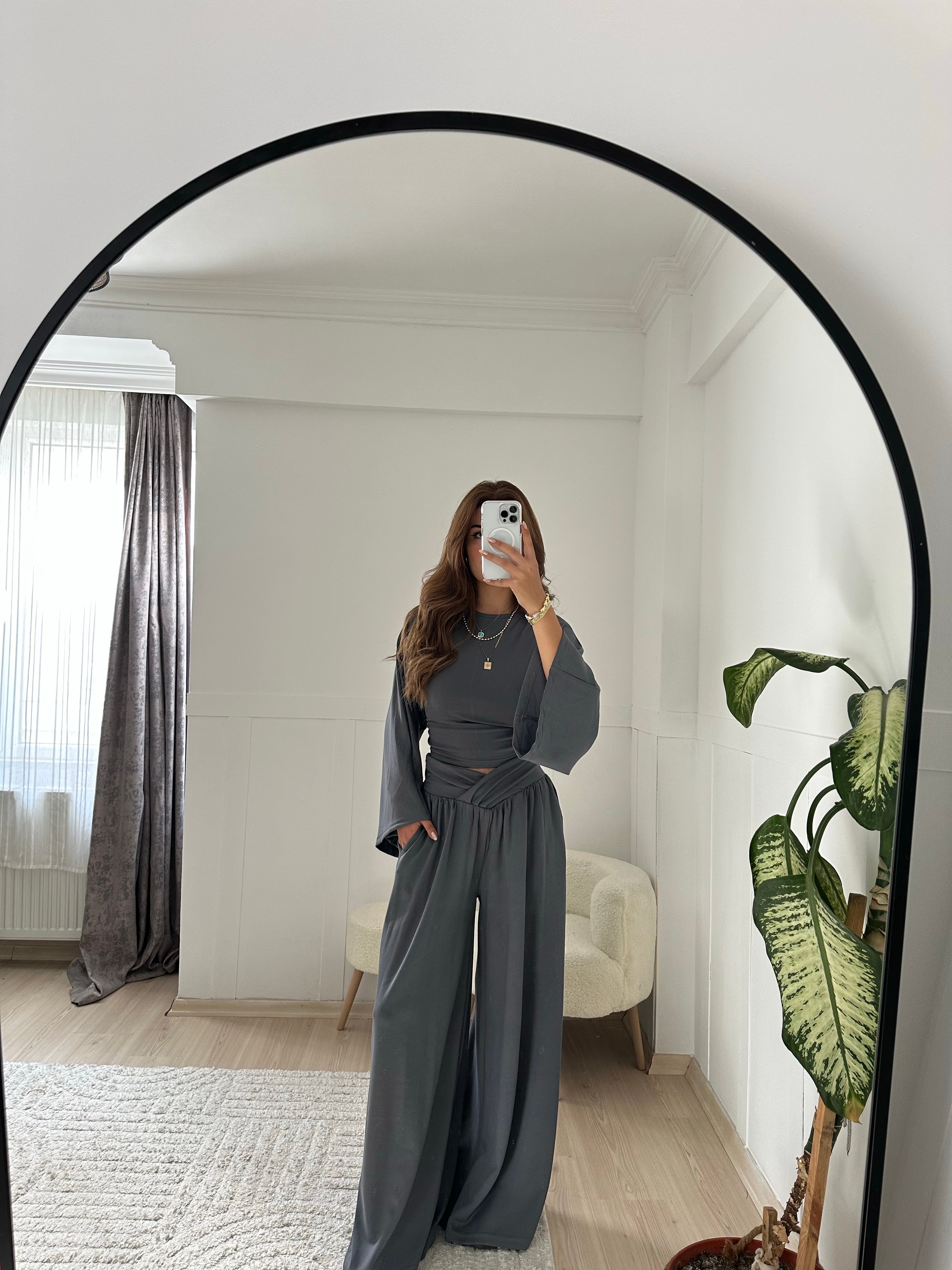 Antrasit gri tasarım ikili takım