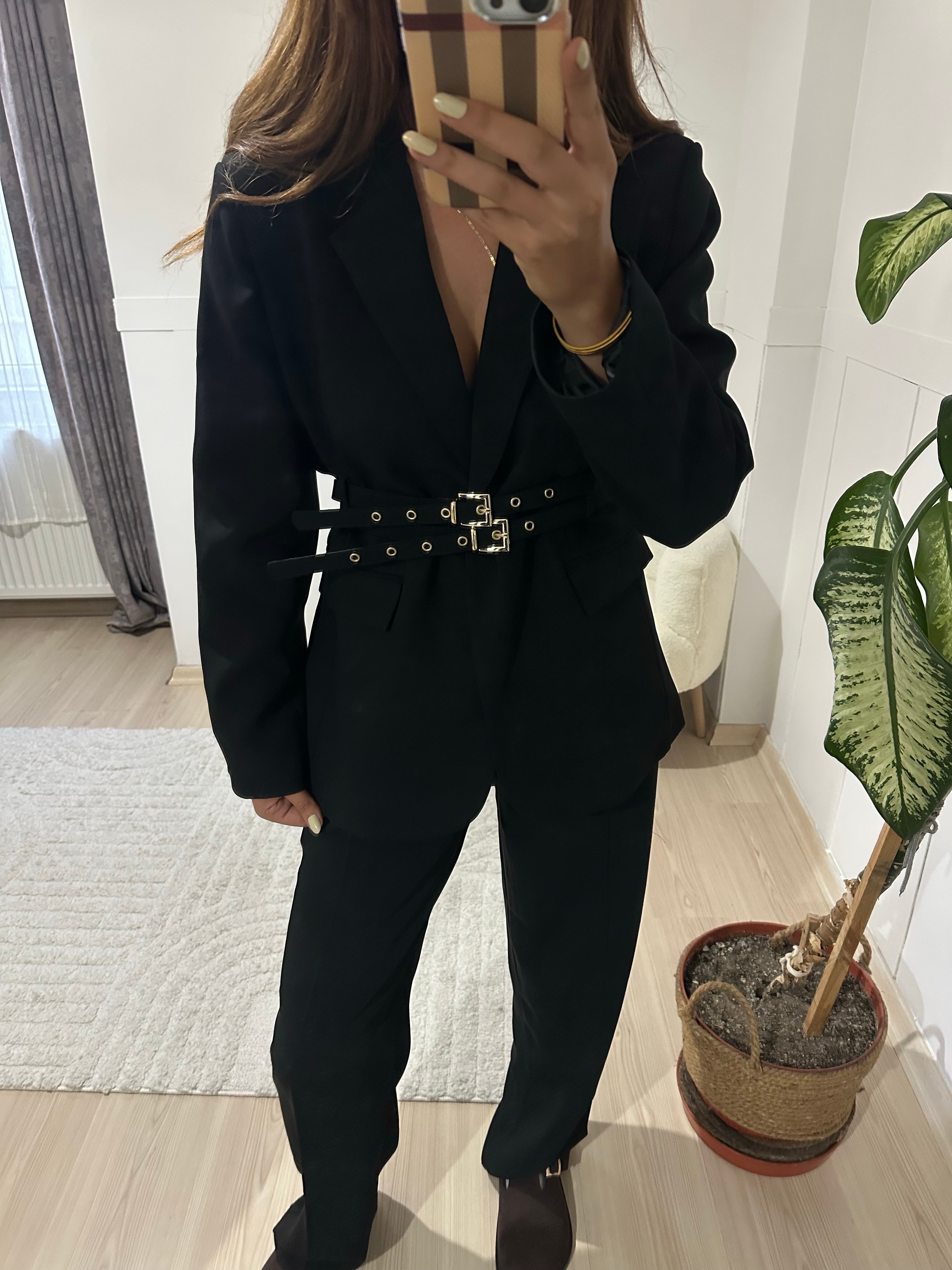 Kemerli blazer ceket