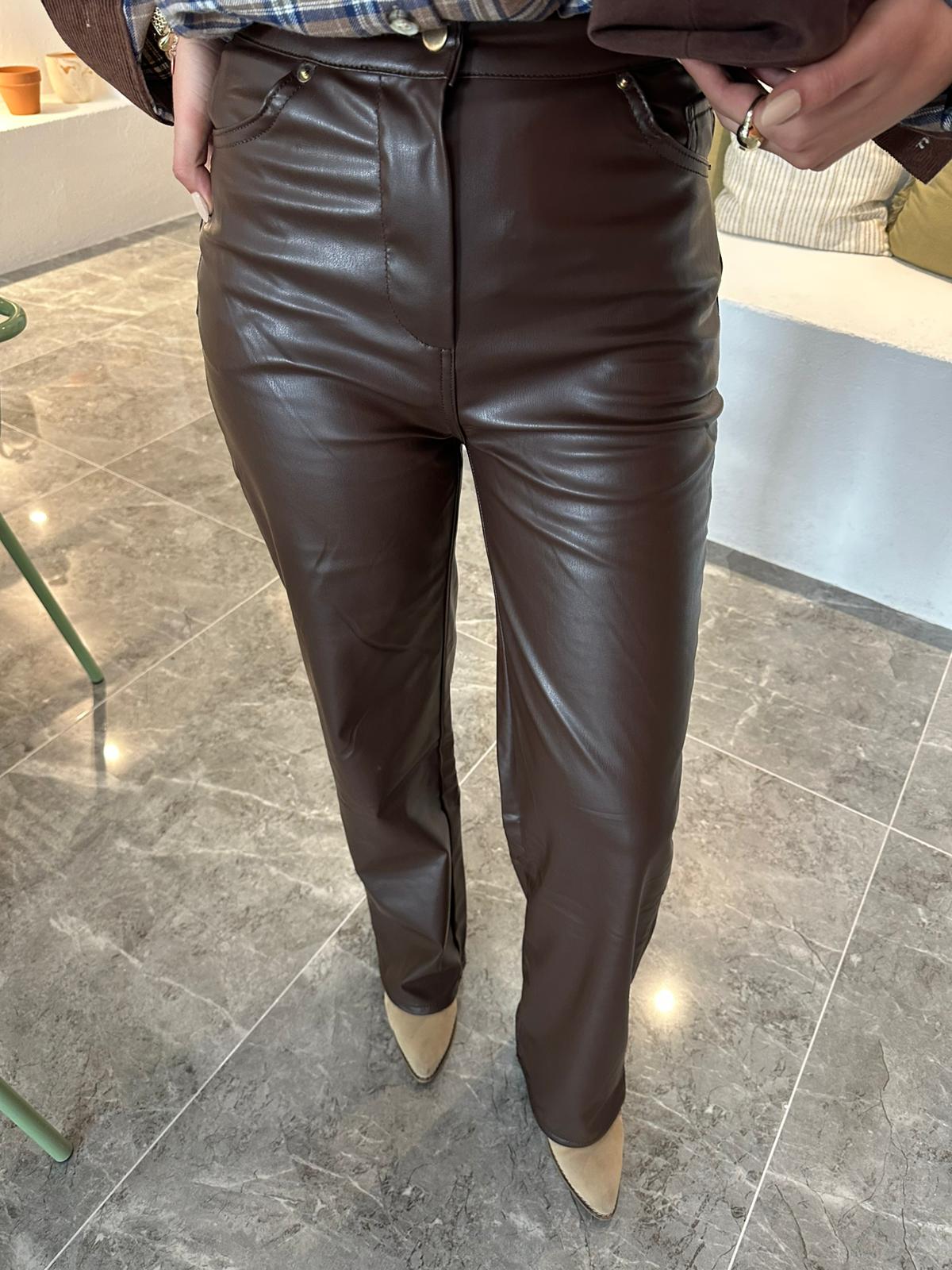 Acı kahve deri pantolon