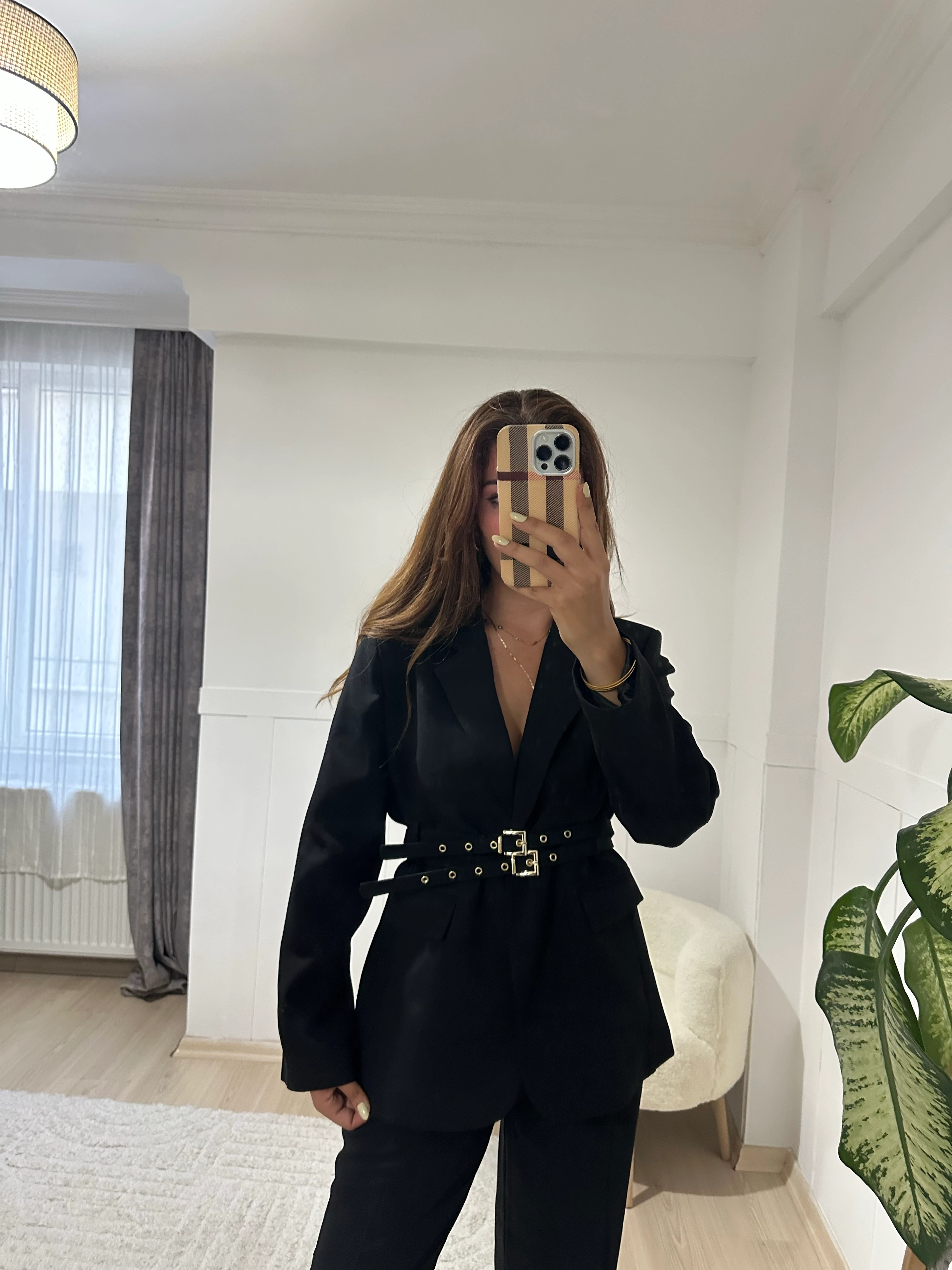 Kemerli blazer ceket