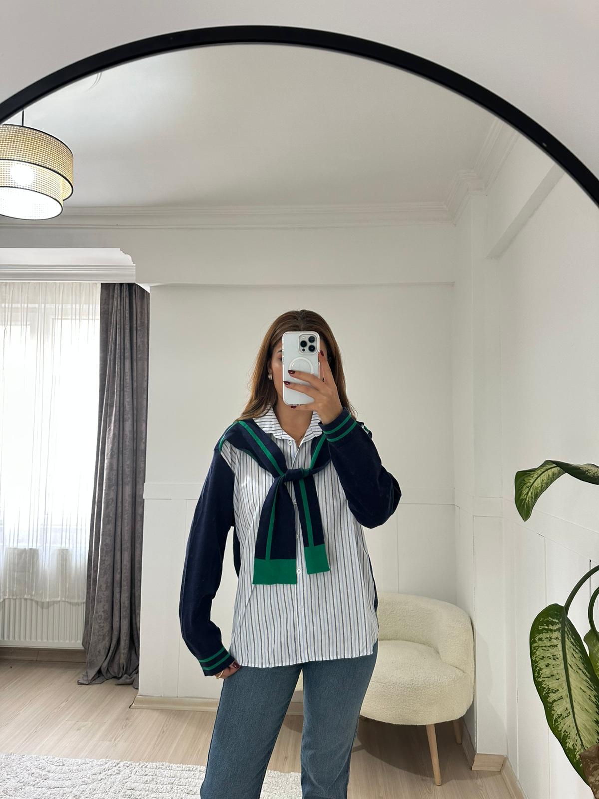 Triko detaylı gömlek