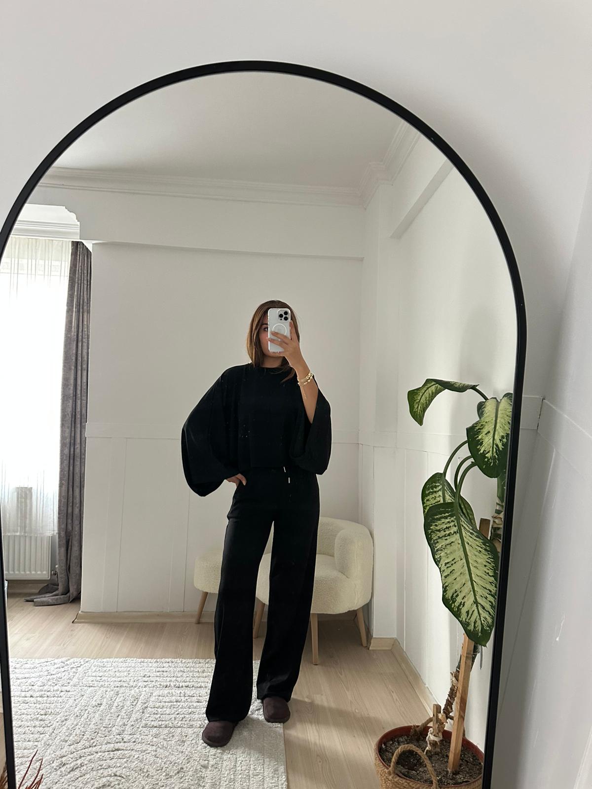 Modal kumaş yarasa kol ikili takım