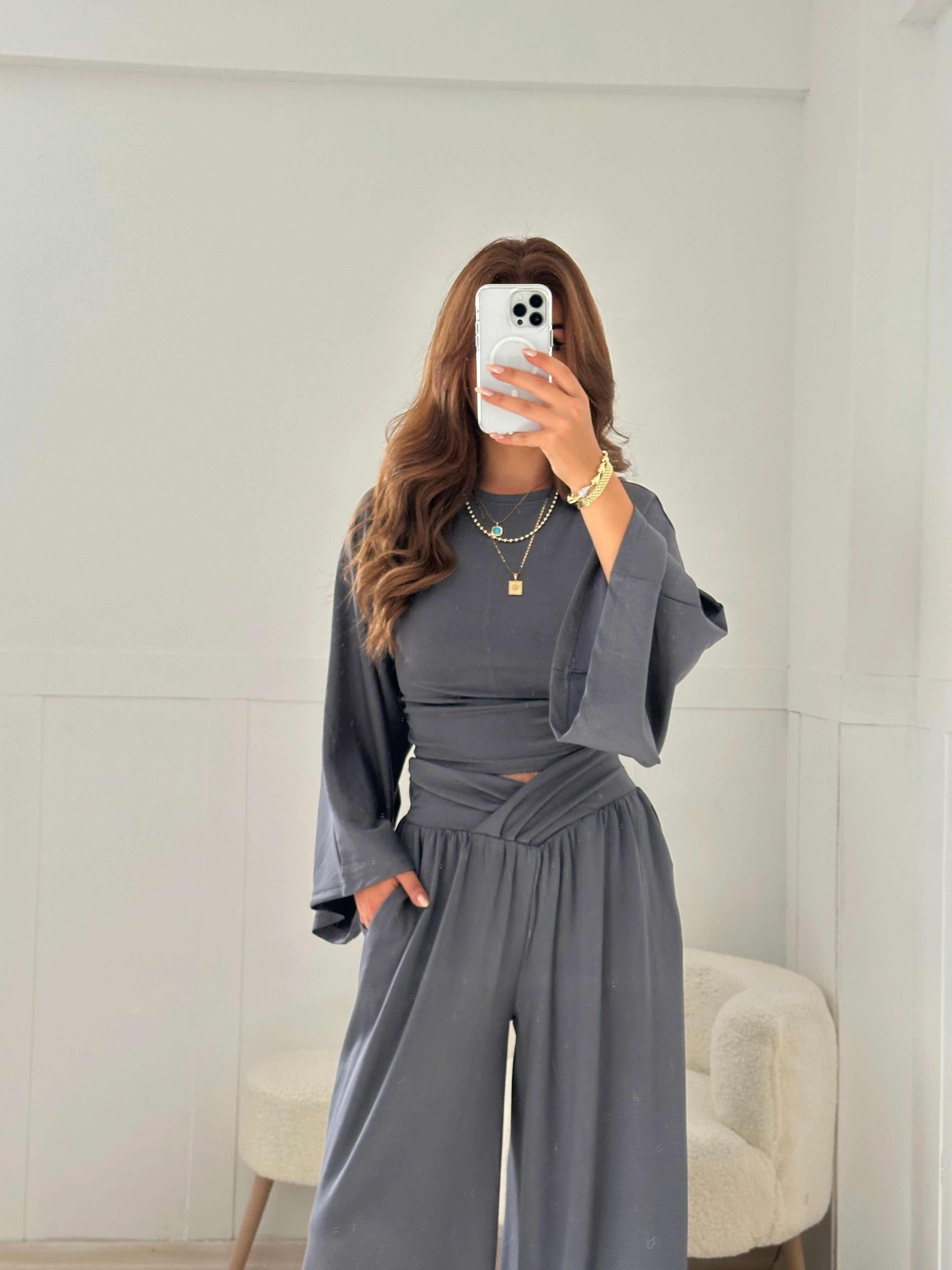 Antrasit gri tasarım ikili takım