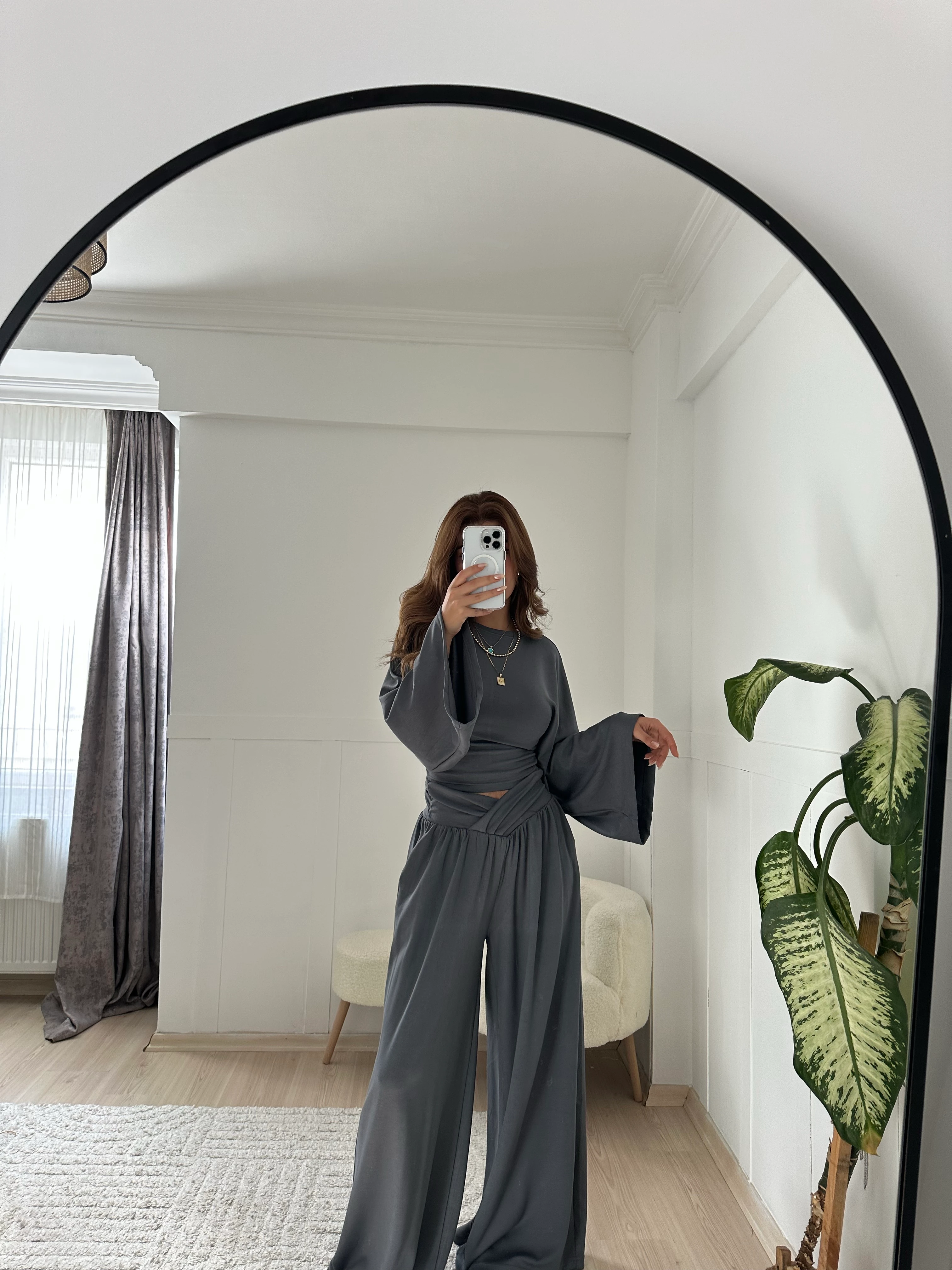 Antrasit gri tasarım ikili takım