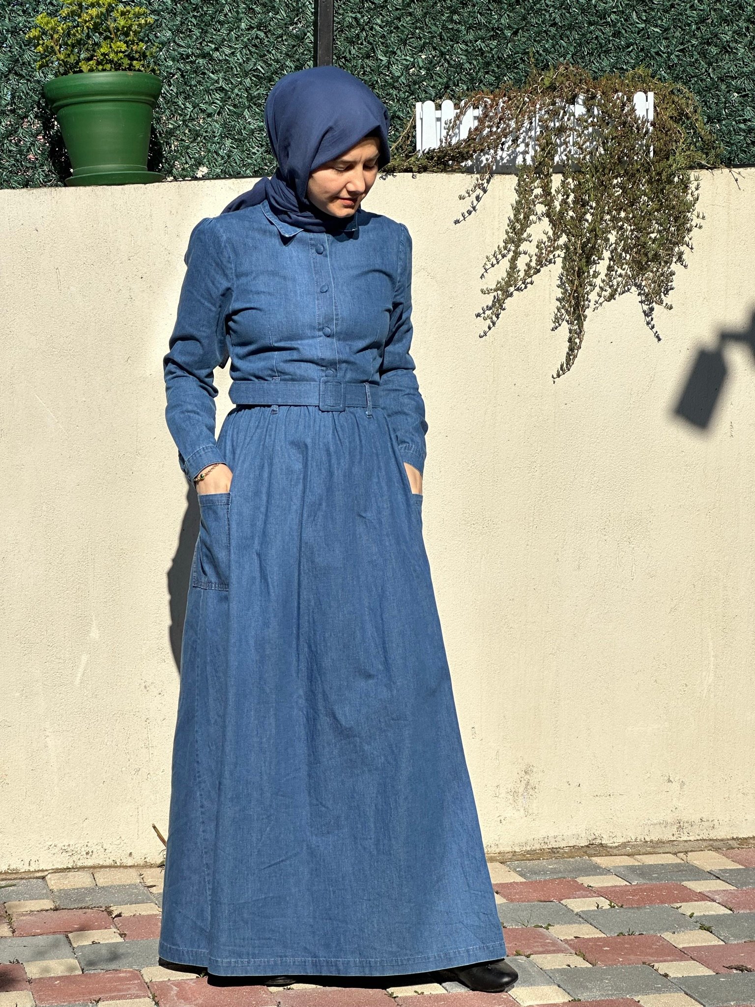 Denim Elbise(Kemer detaylı)