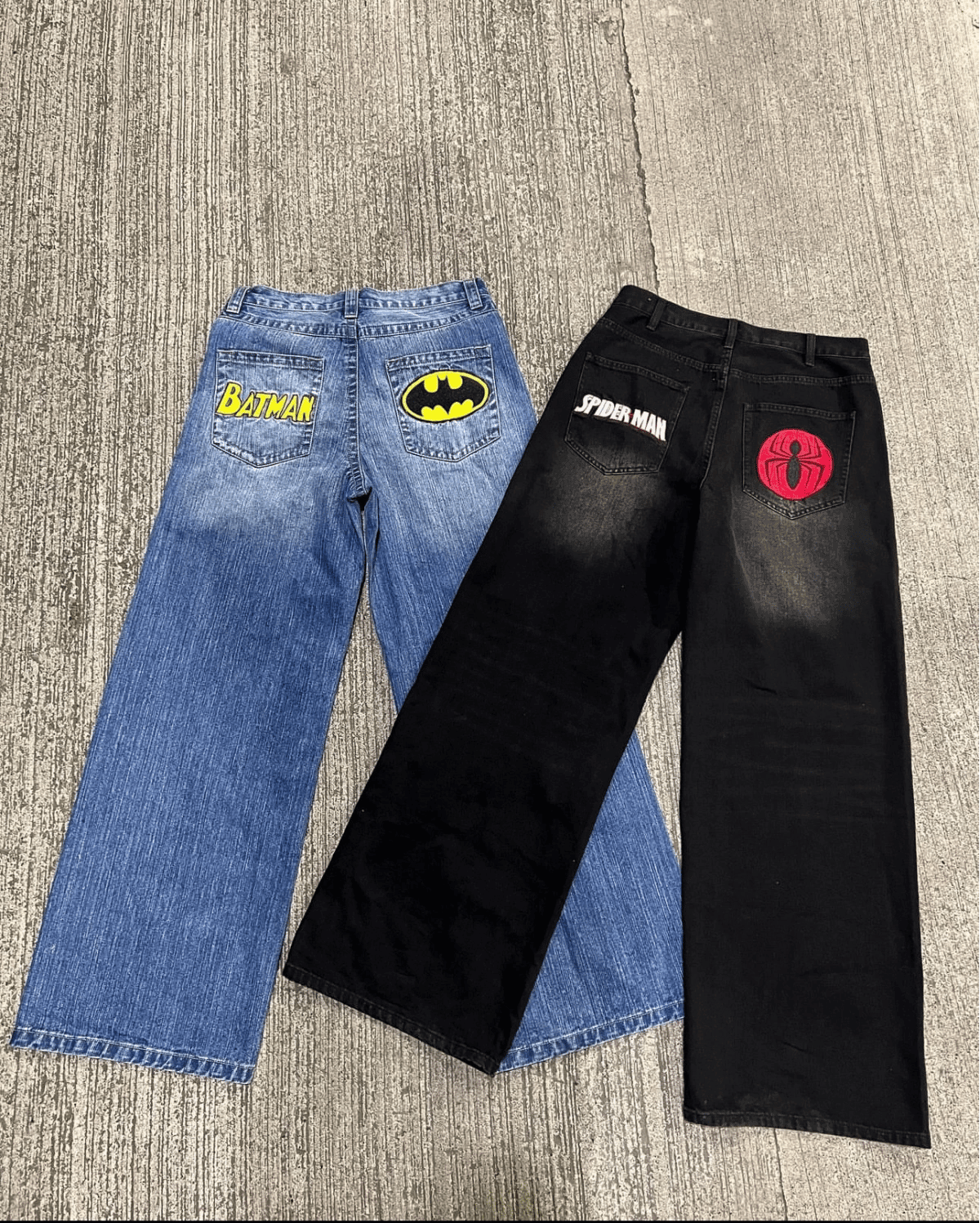 Batman Detail Baggy Washable Jean Pantolon