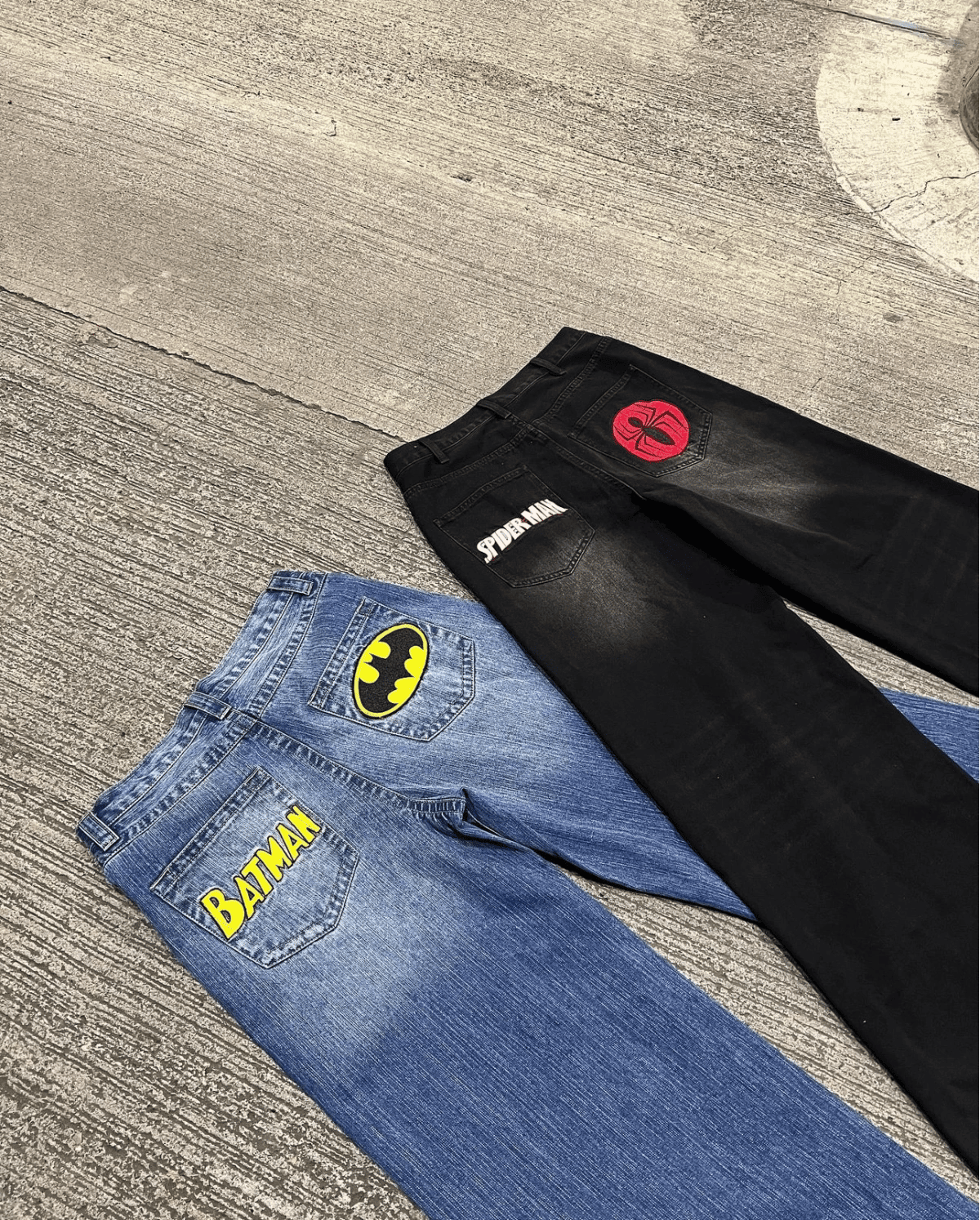 Batman Detail Baggy Washable Jean Pantolon