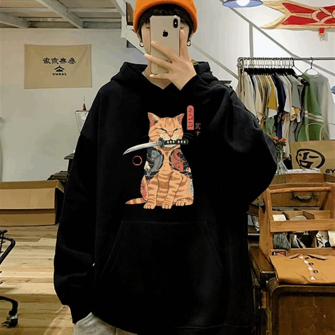  Anime Ninja Cat Oversize Hoodie