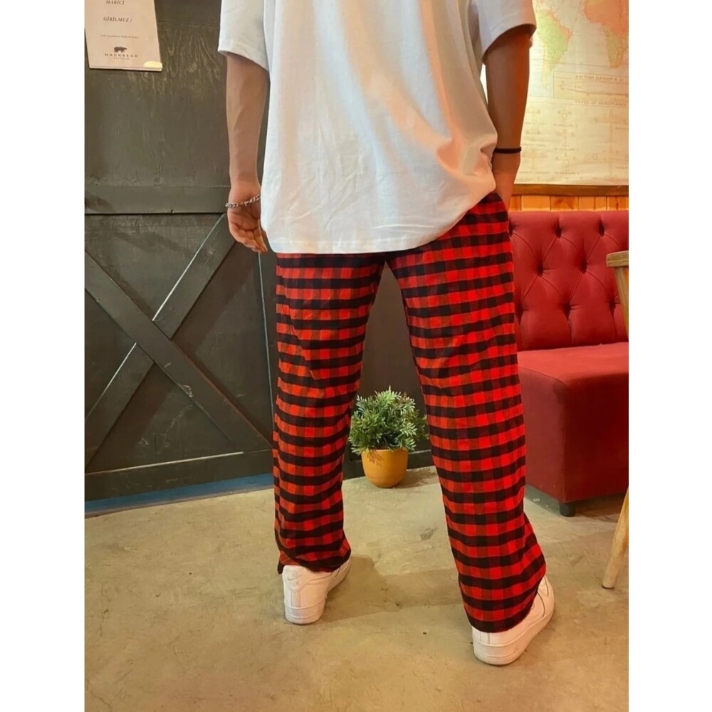 Harajuku Kare Desenli Unisex Pijama Eşofman