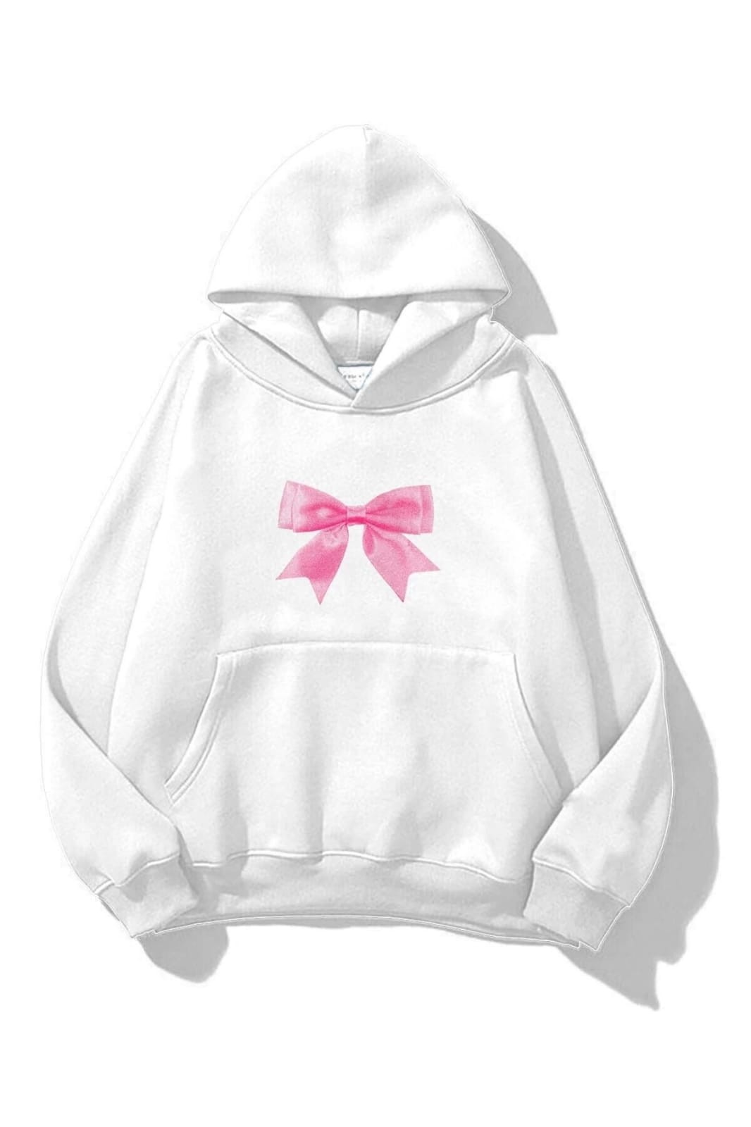 Unisex Pink Ribbon Sweatshirt Beyaz