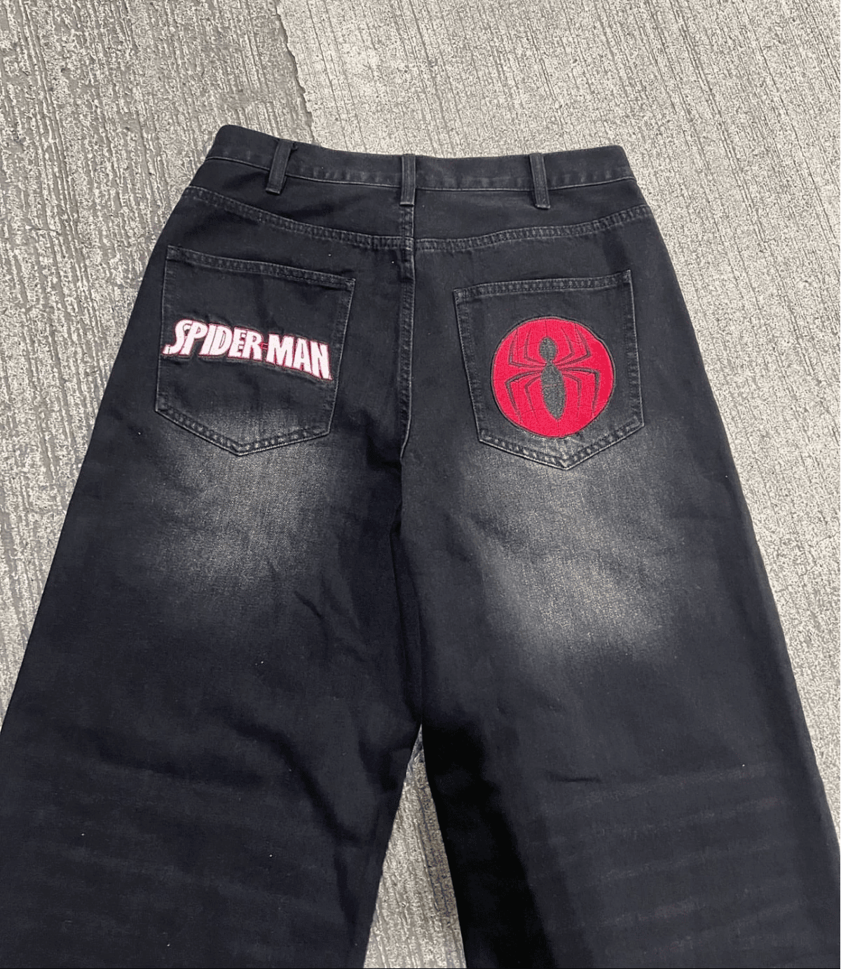 Spider Man Detail Baggy Yıkamalı Unisex Pantolon