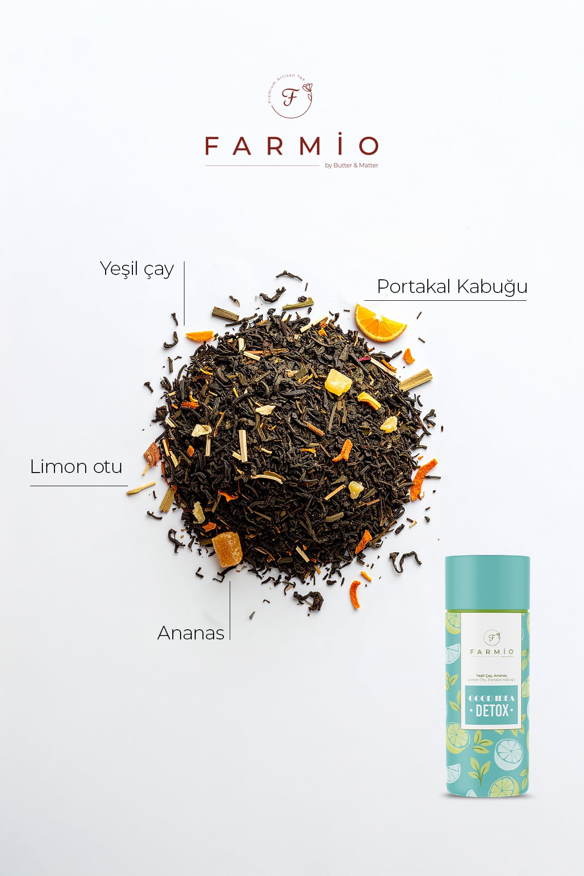 DETOX Çayı – 12 poşet - Yeşil Çay, Ananas, Limon, Portakal