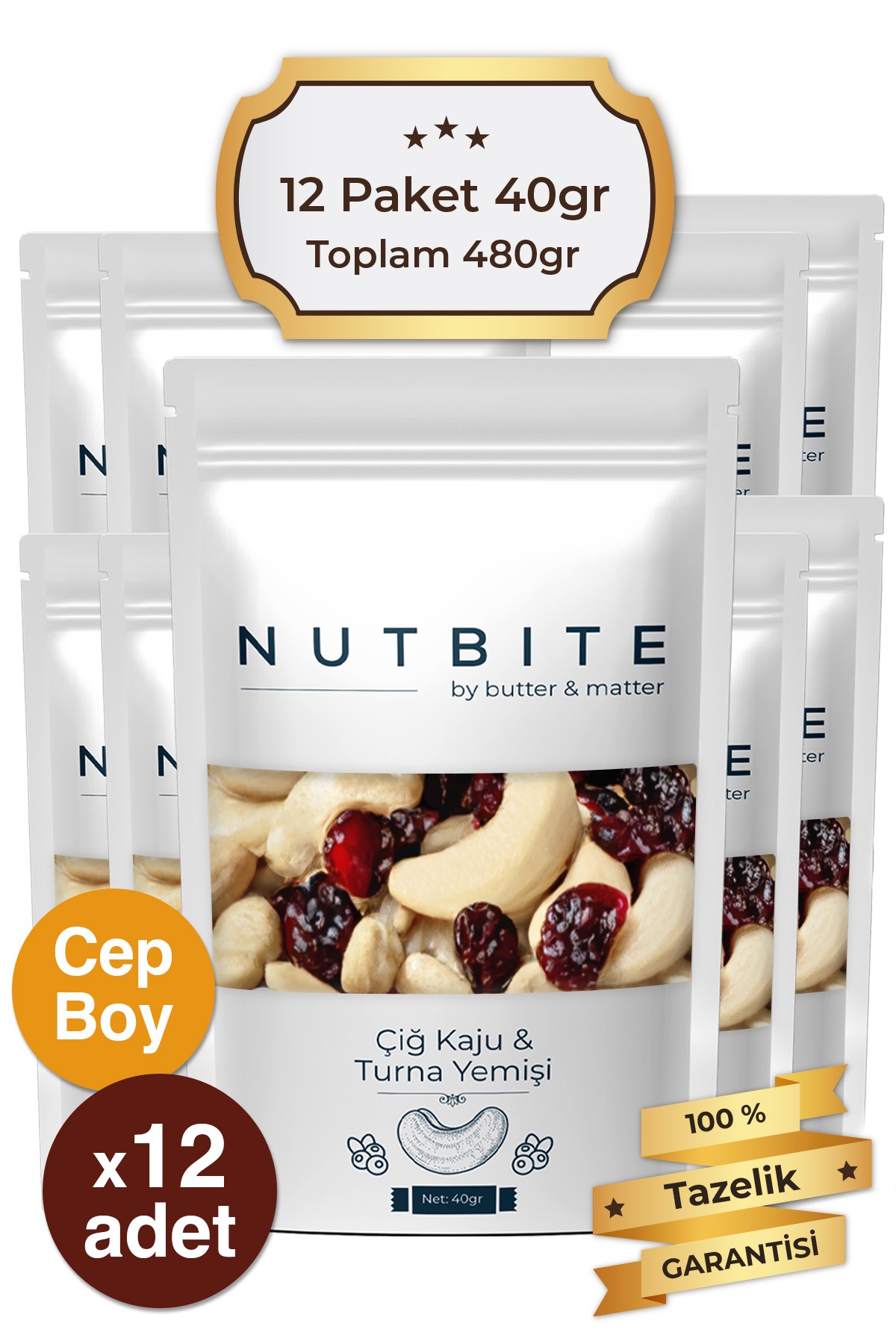 Cep Boy Çiğ Kaju & Turna Yemişi - 12x40gr