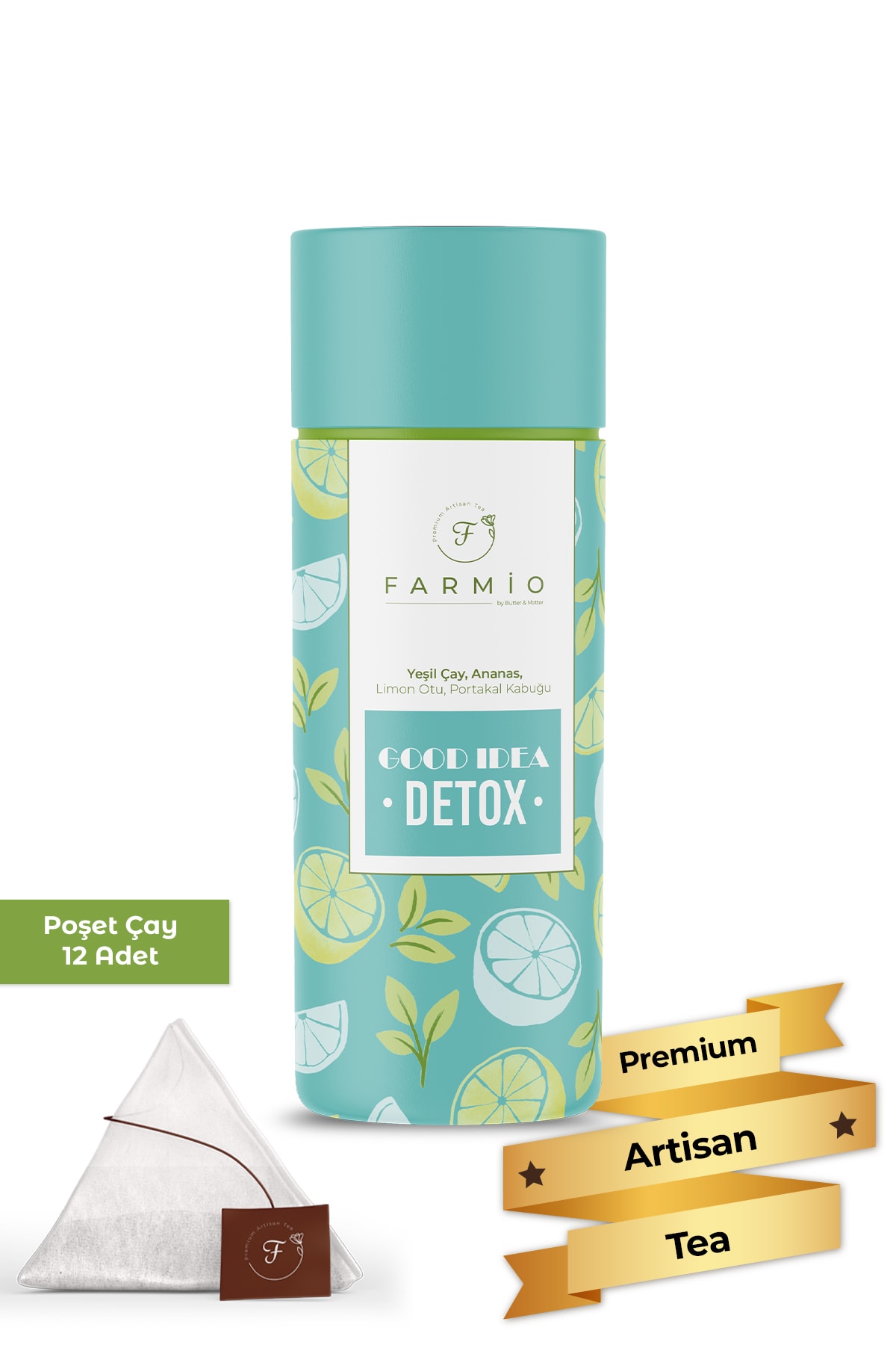 DETOX Çayı – 12 poşet - Yeşil Çay, Ananas, Limon, Portakal