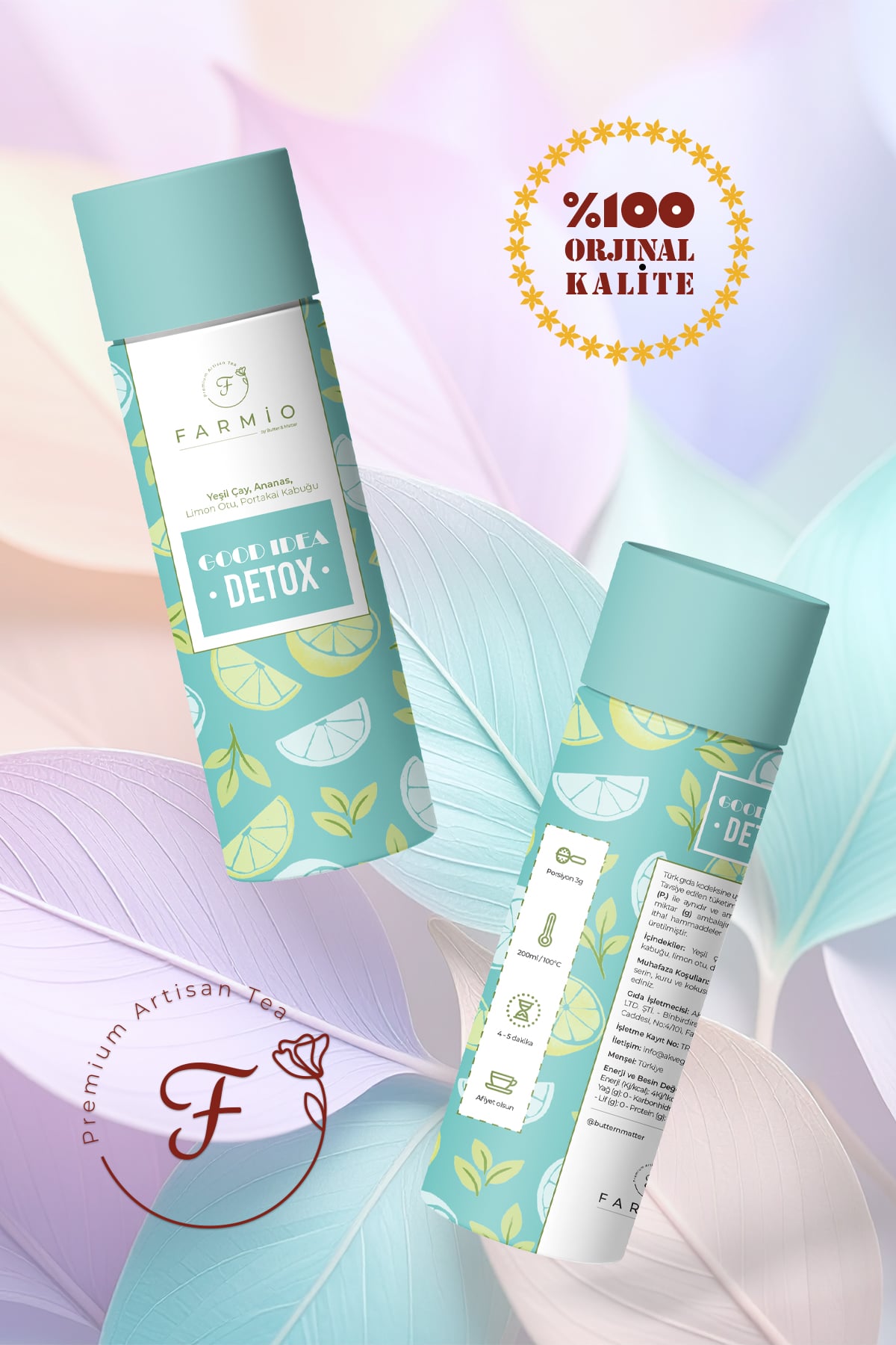 DETOX Çayı – 12 poşet - Yeşil Çay, Ananas, Limon, Portakal